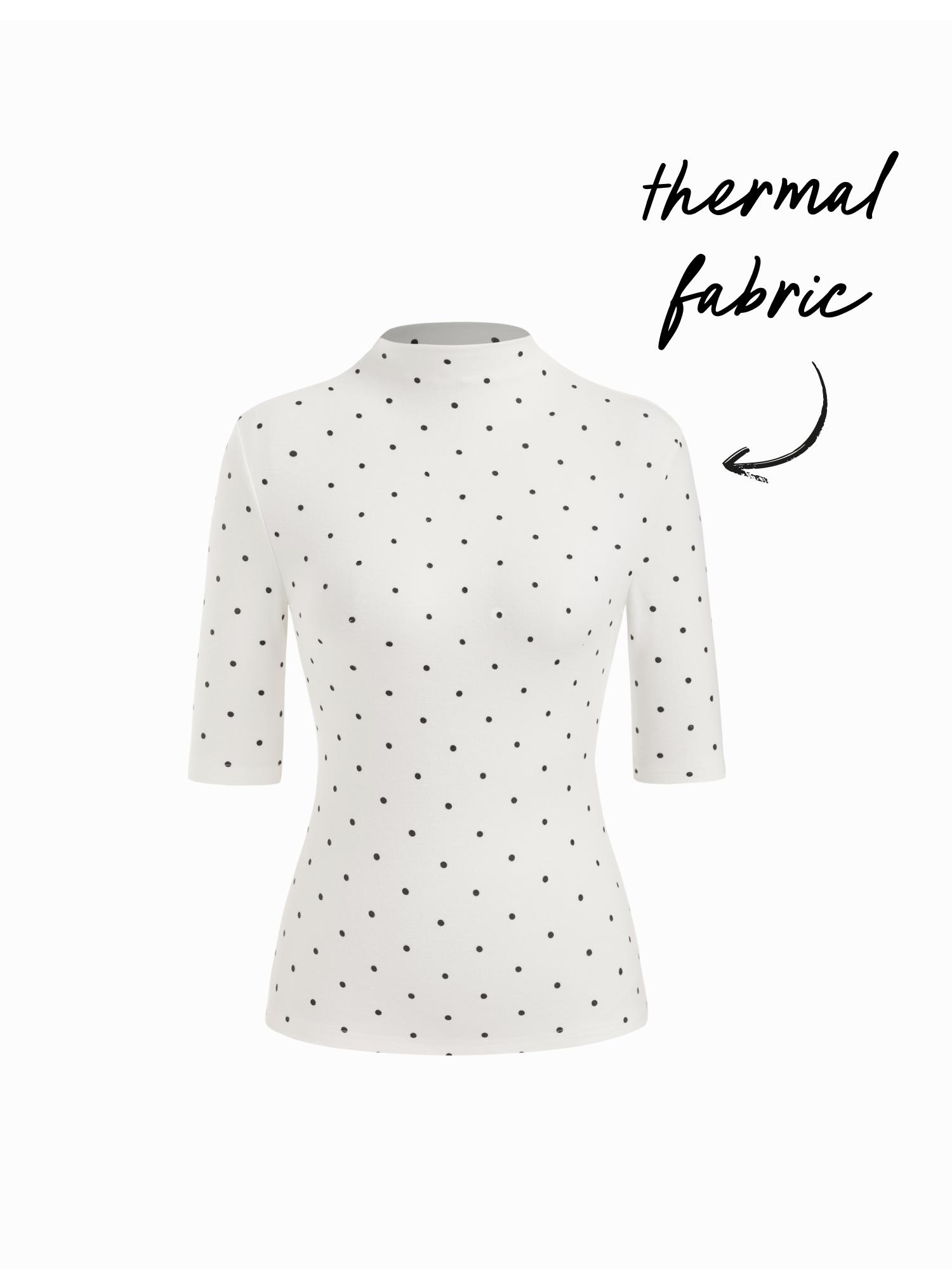 Thermal Cotton-blend Stand Collar Solid Mid-length Sleeve Tee by CIDER