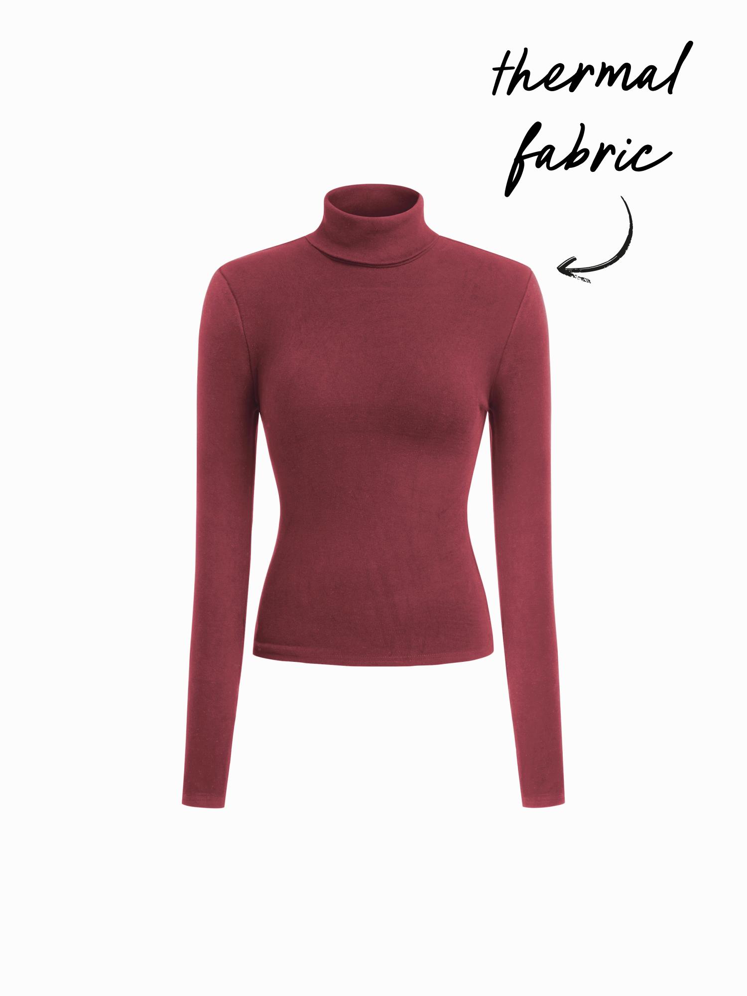 Thermal Cotton-blend Turtleneck Long Sleeve Tee by CIDER