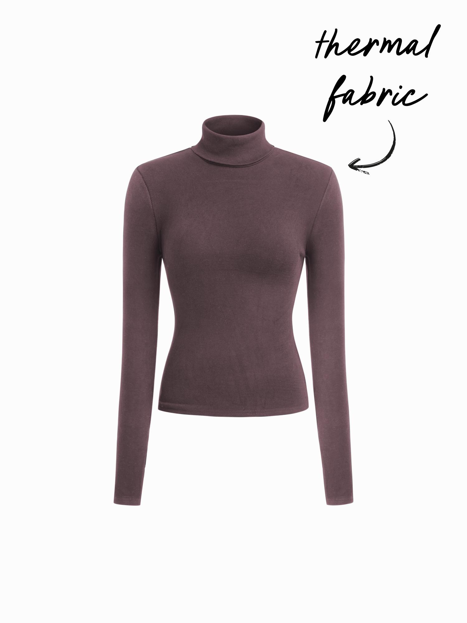 Thermal Cotton-blend Turtleneck Long Sleeve Tee by CIDER
