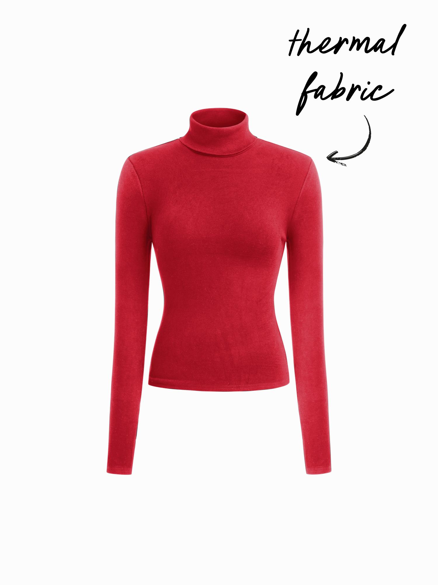 Thermal Cotton-blend Turtleneck Long Sleeve Tee by CIDER