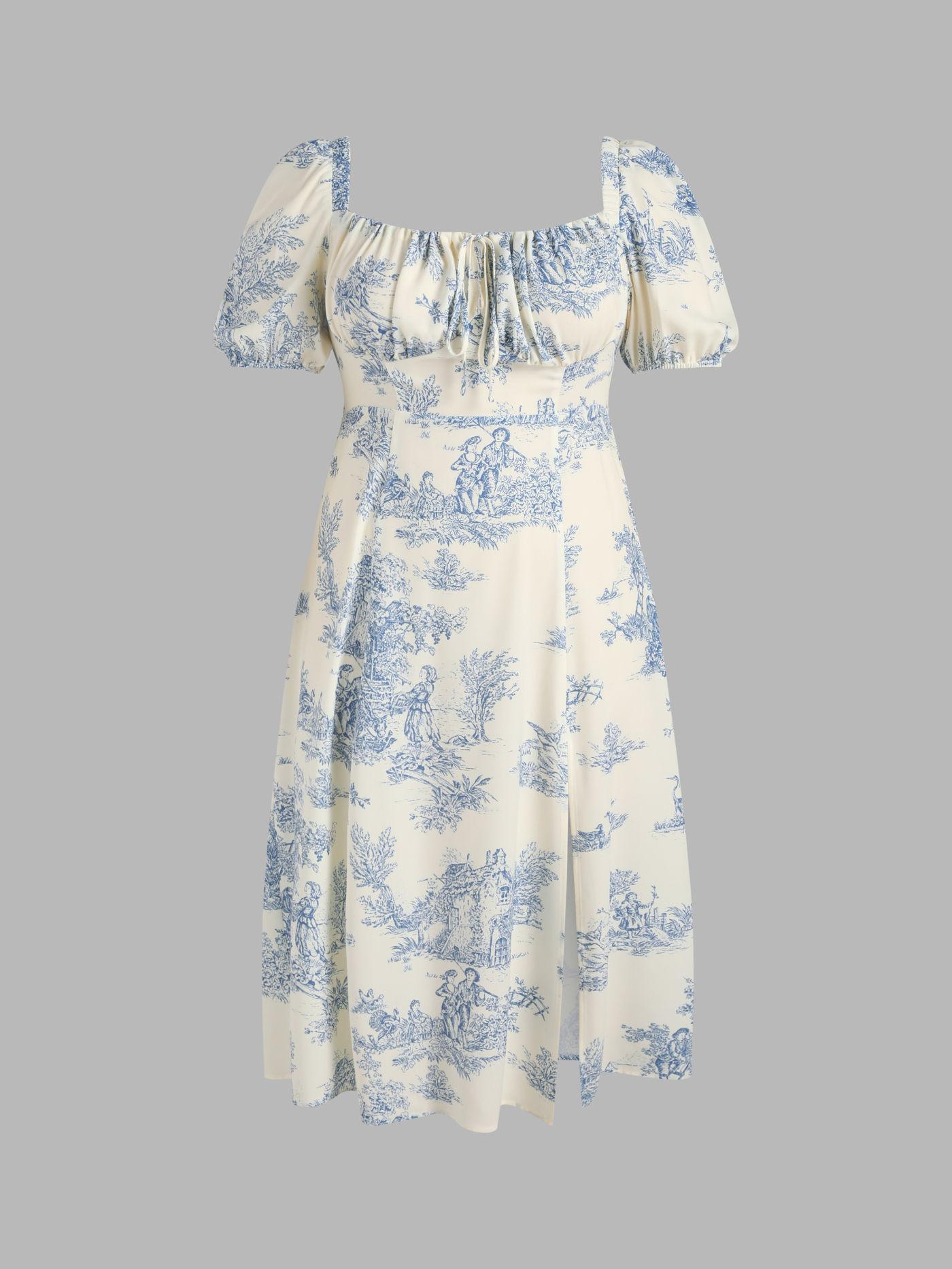 Toile de Jouy Midi Dress Curve & Plus by CIDER