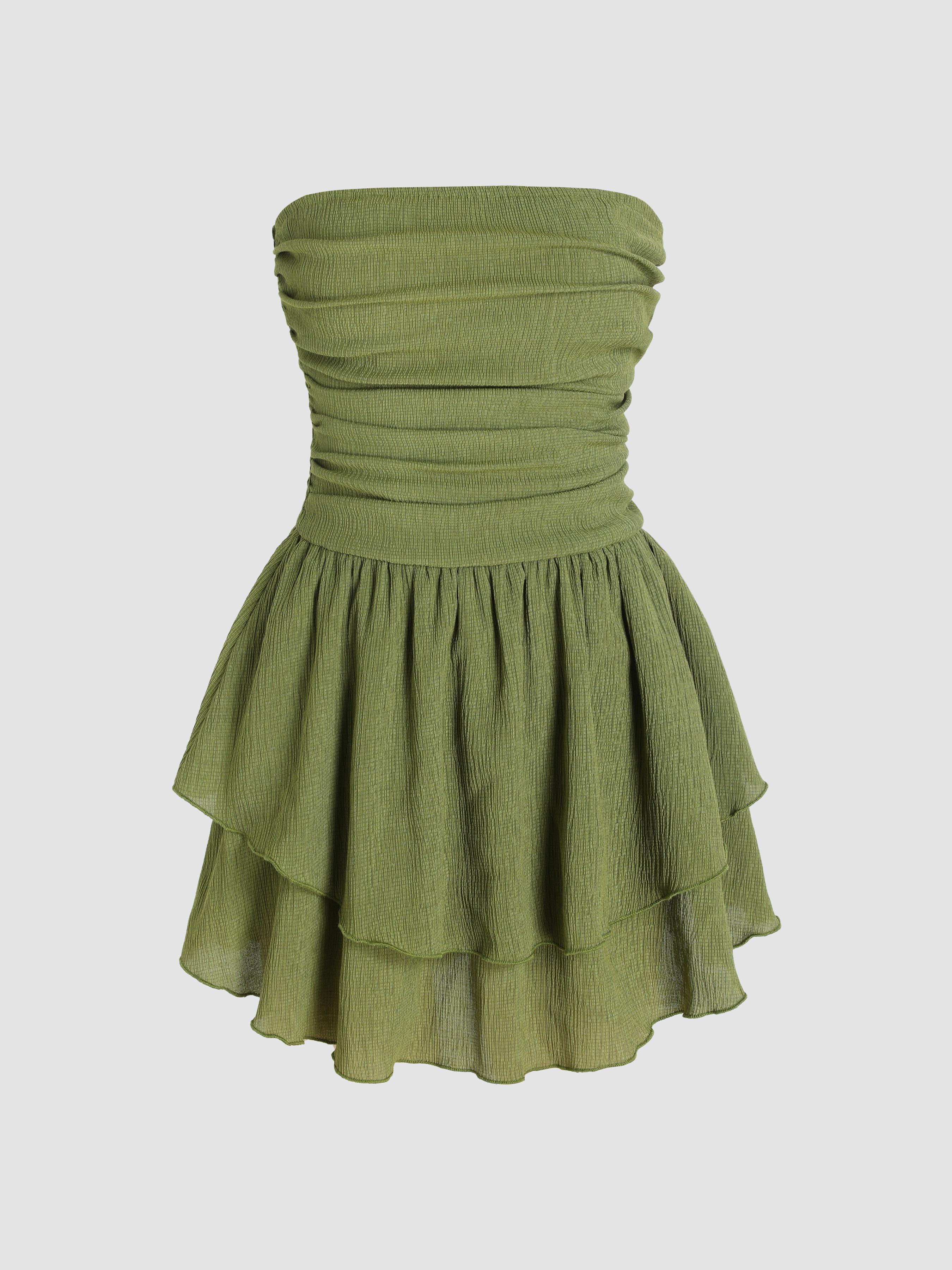 Tube Ruched Ruffle Mini Dress by CIDER