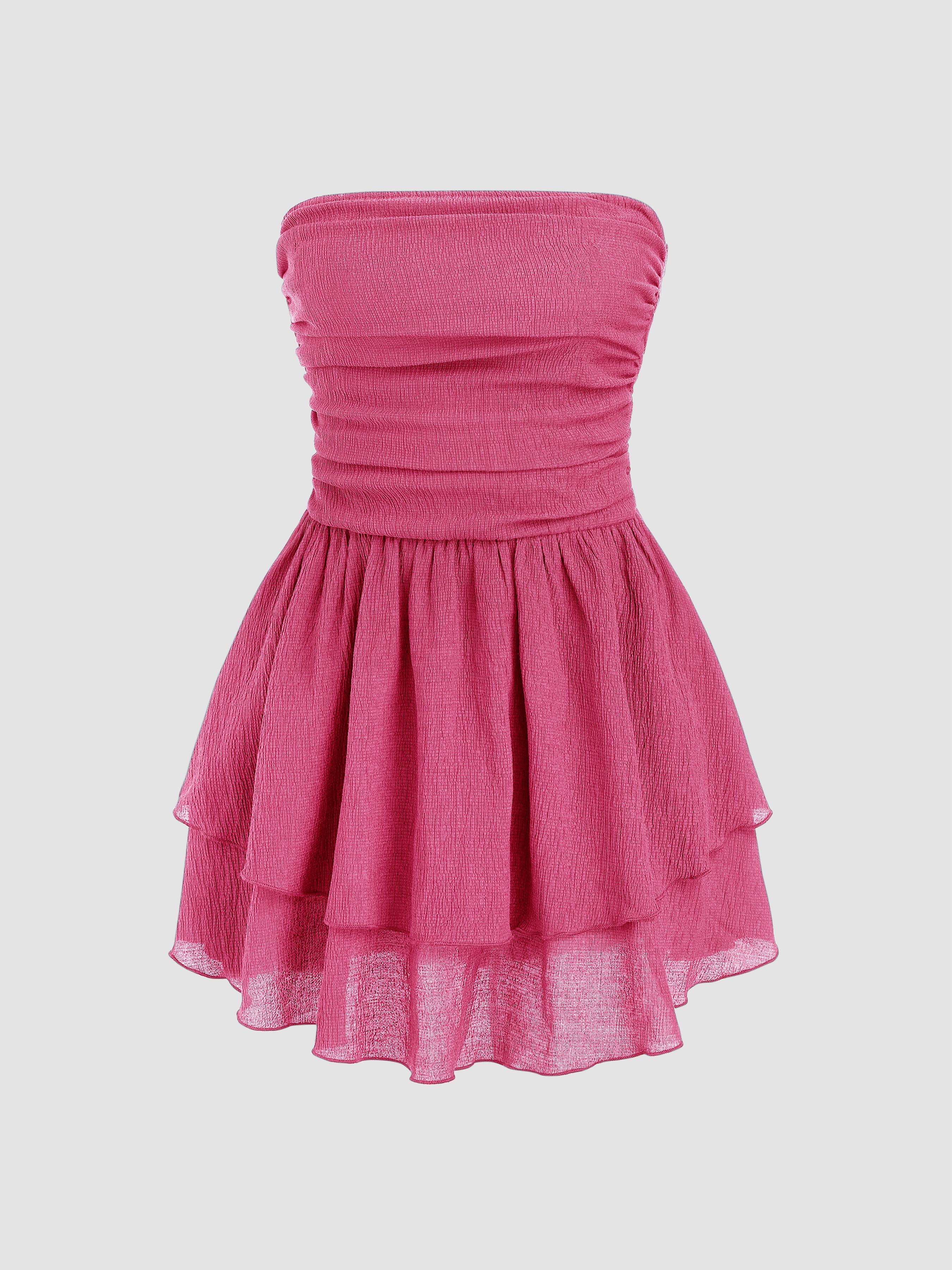 Tube Ruched Ruffle Mini Dress by CIDER