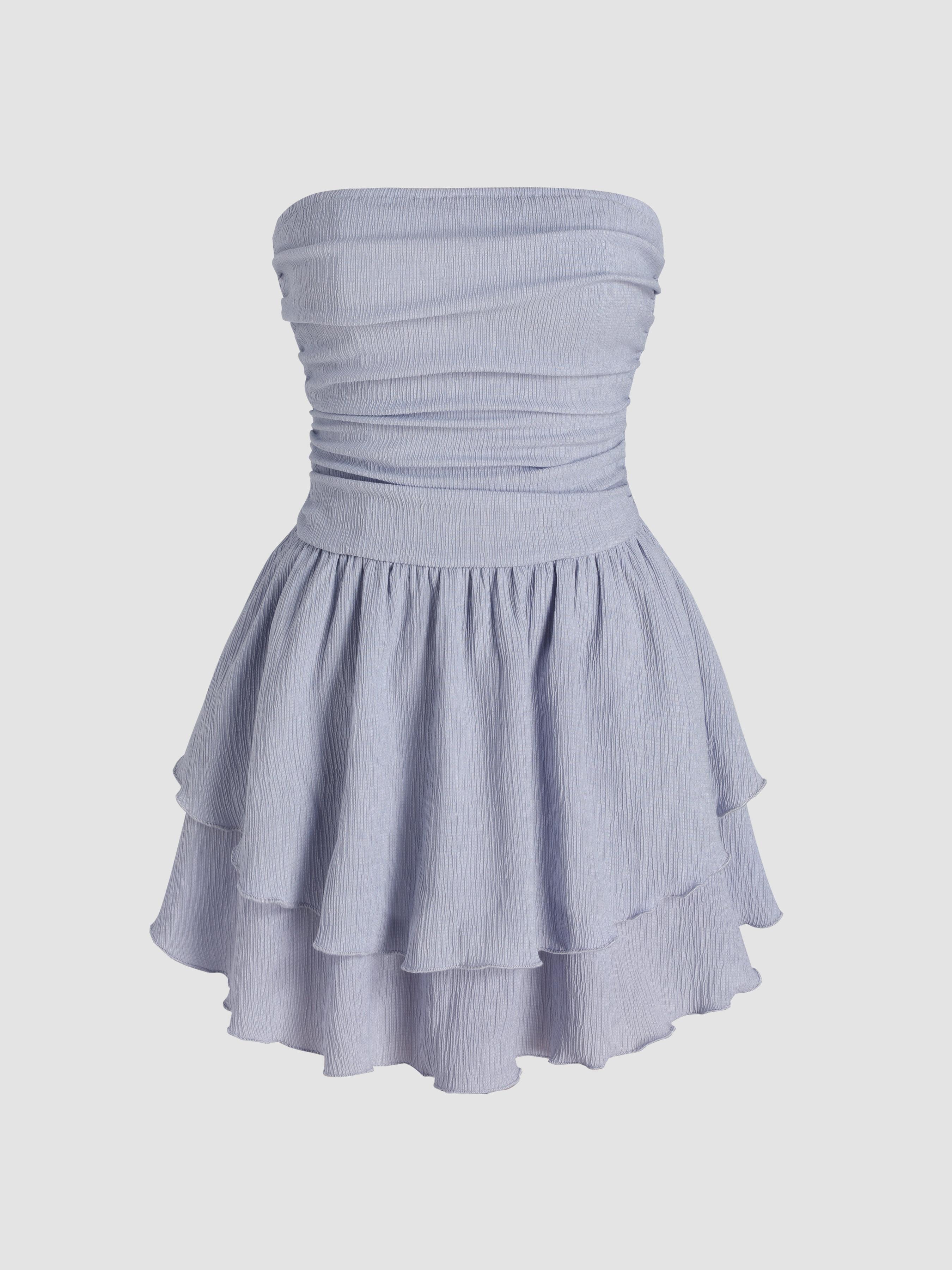 Tube Ruched Ruffle Mini Dress by CIDER
