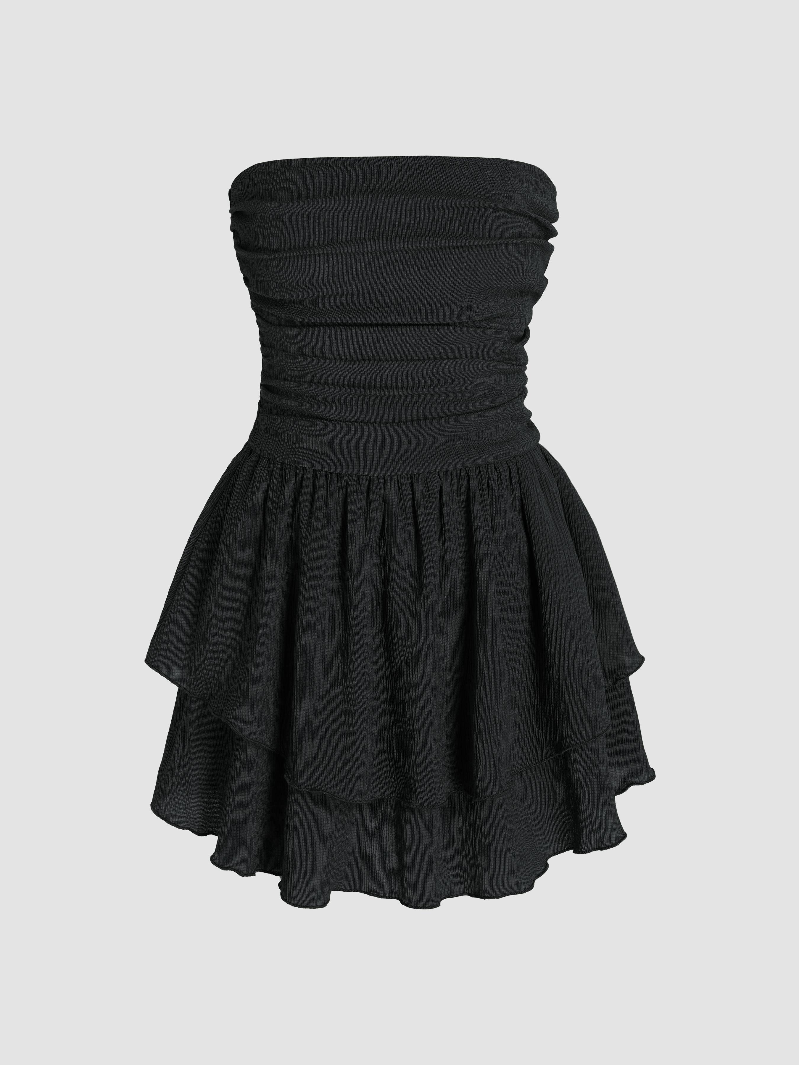 Tube Ruched Ruffle Mini Dress by CIDER