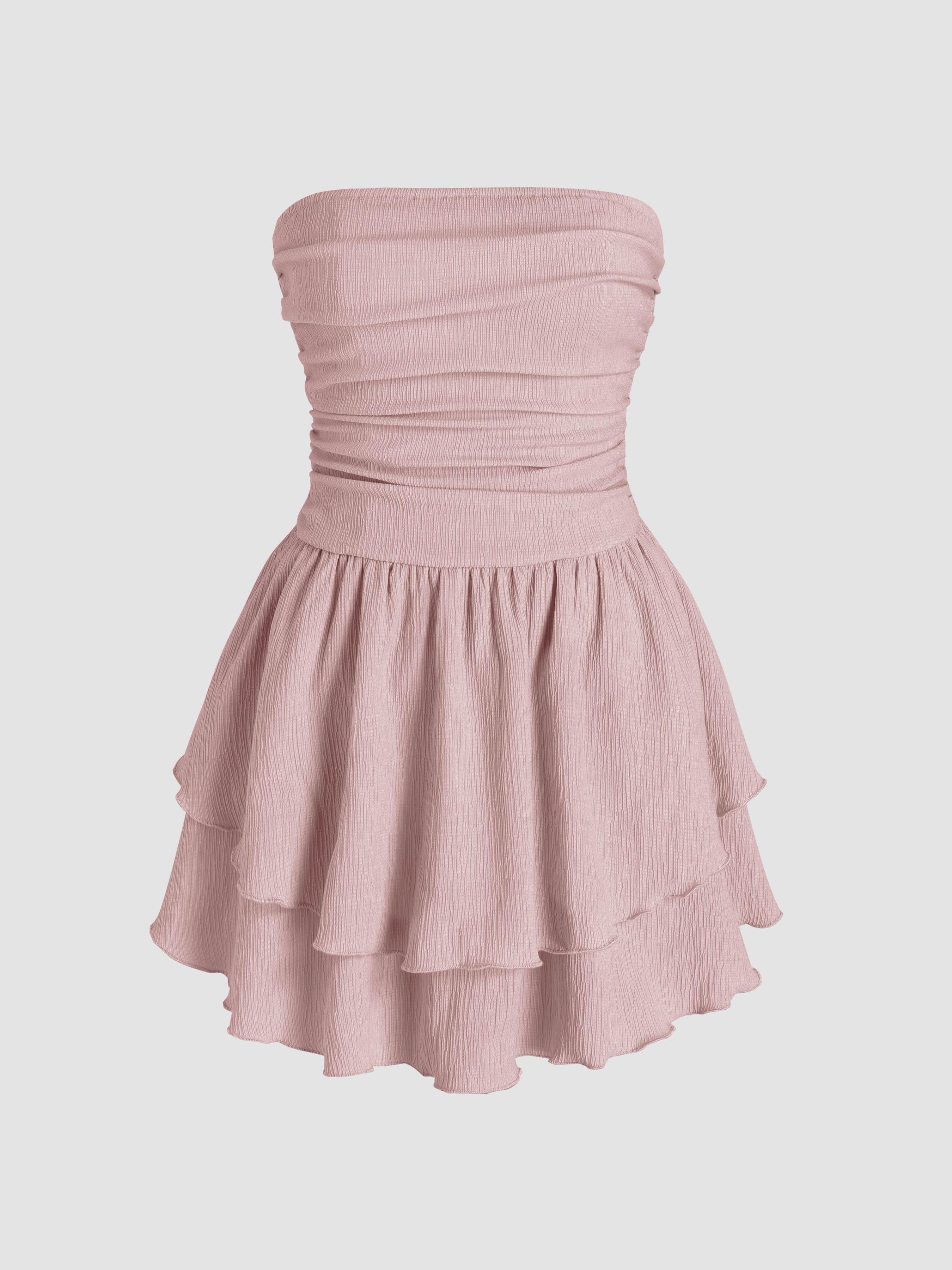 Tube Ruched Ruffle Mini Dress by CIDER