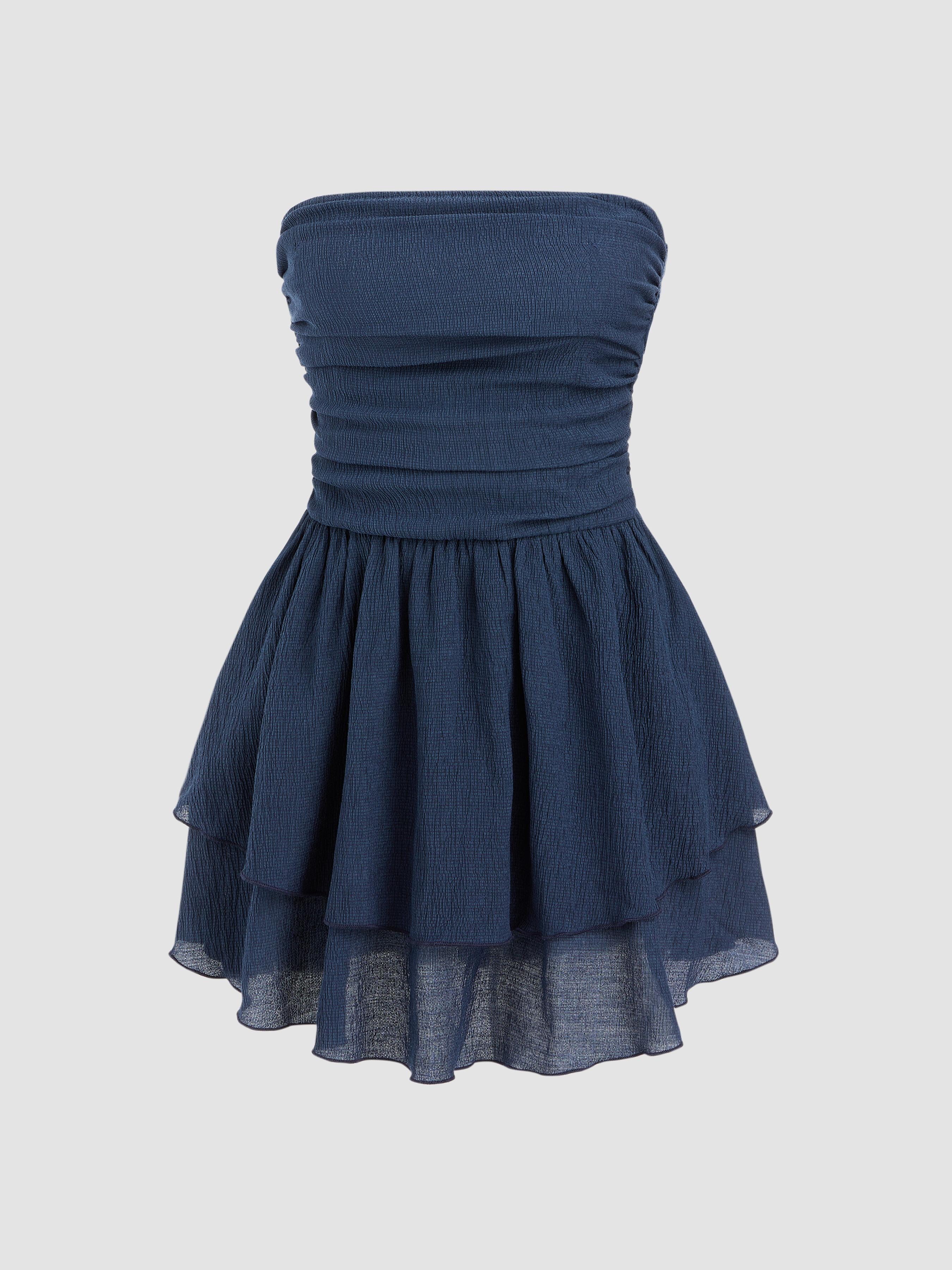 Tube Ruched Ruffle Mini Dress by CIDER