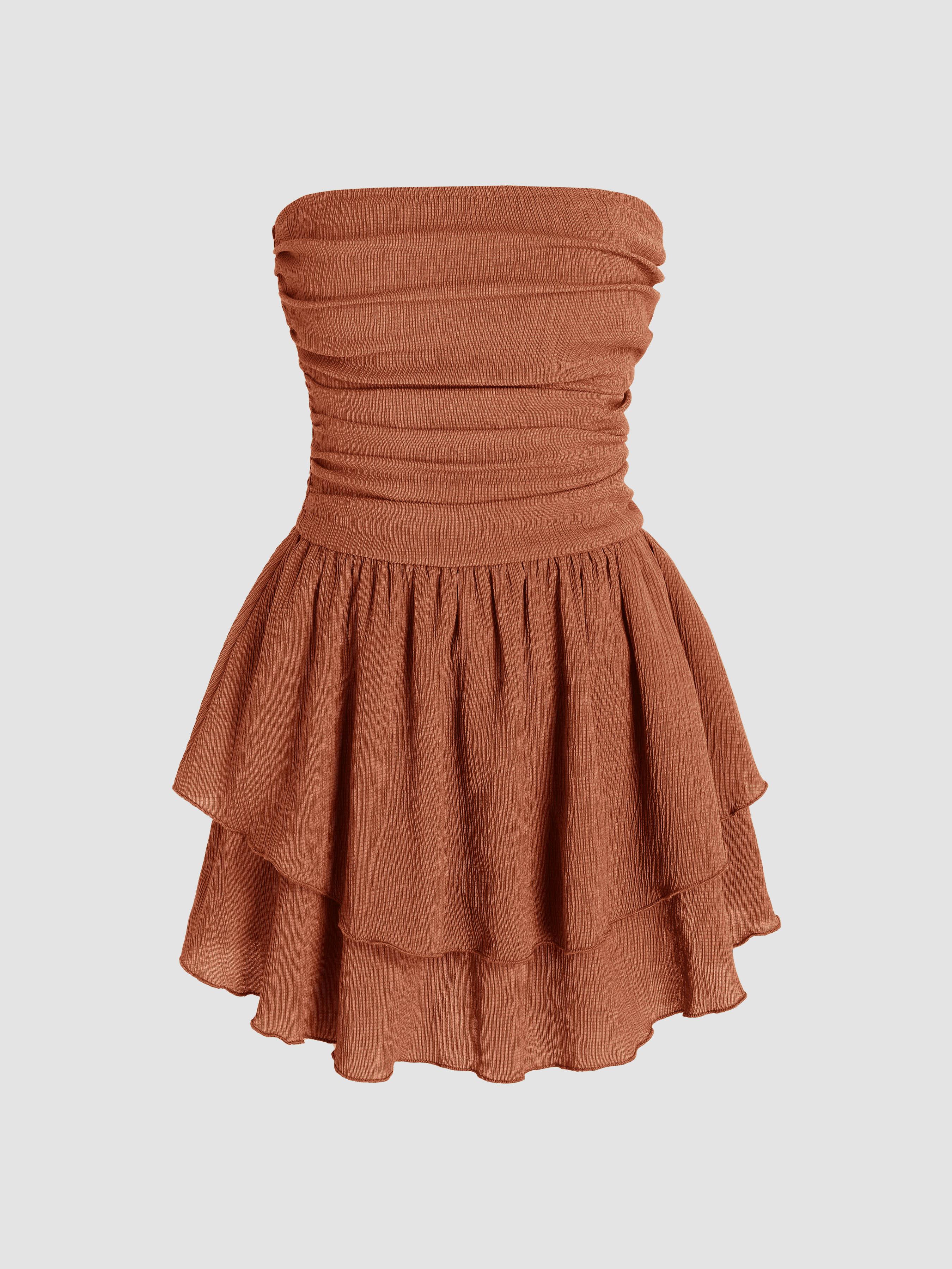 Tube Ruched Ruffle Mini Dress by CIDER