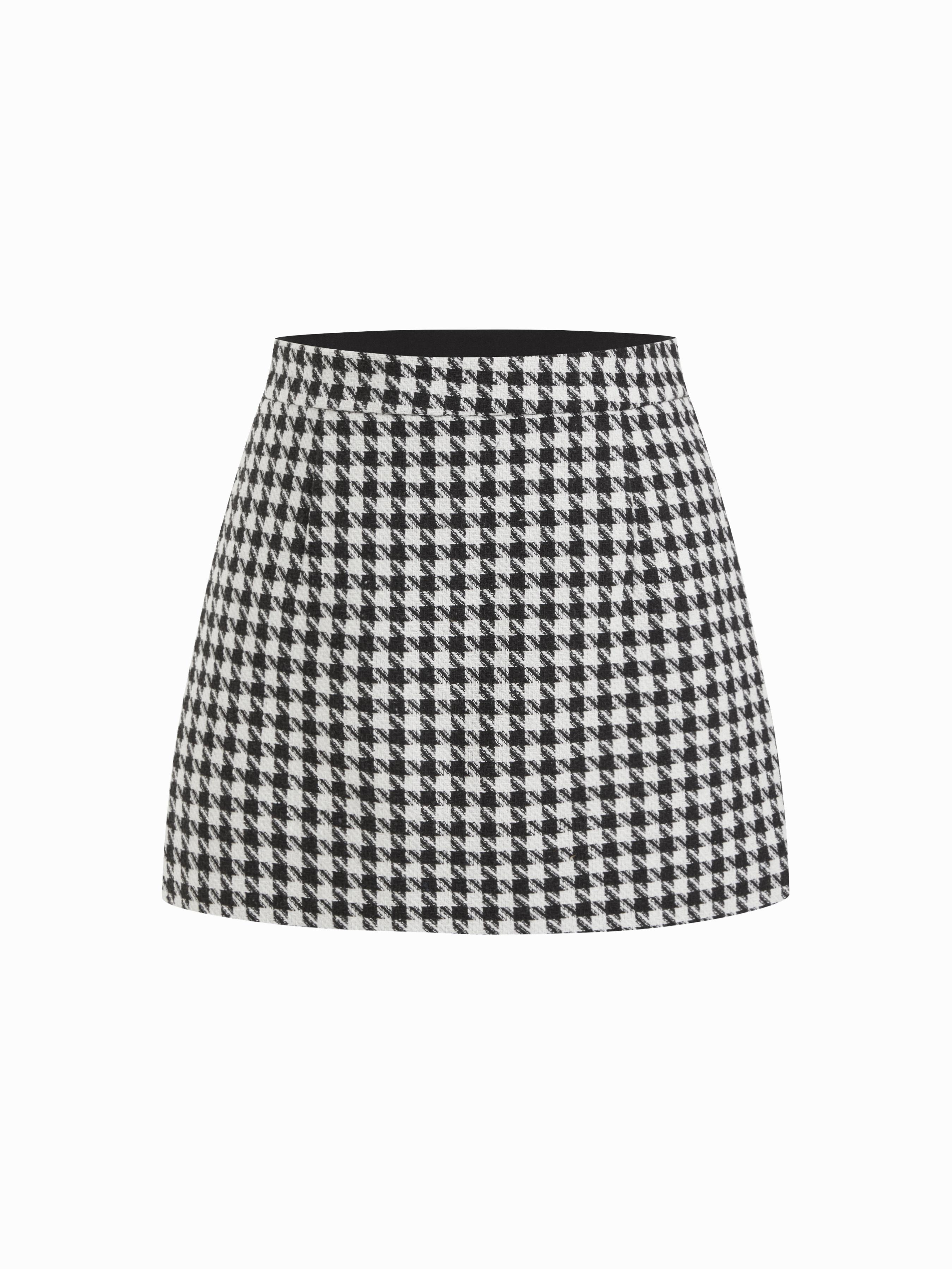 Tweed High Rise Houndstooth Mini Skirt by CIDER