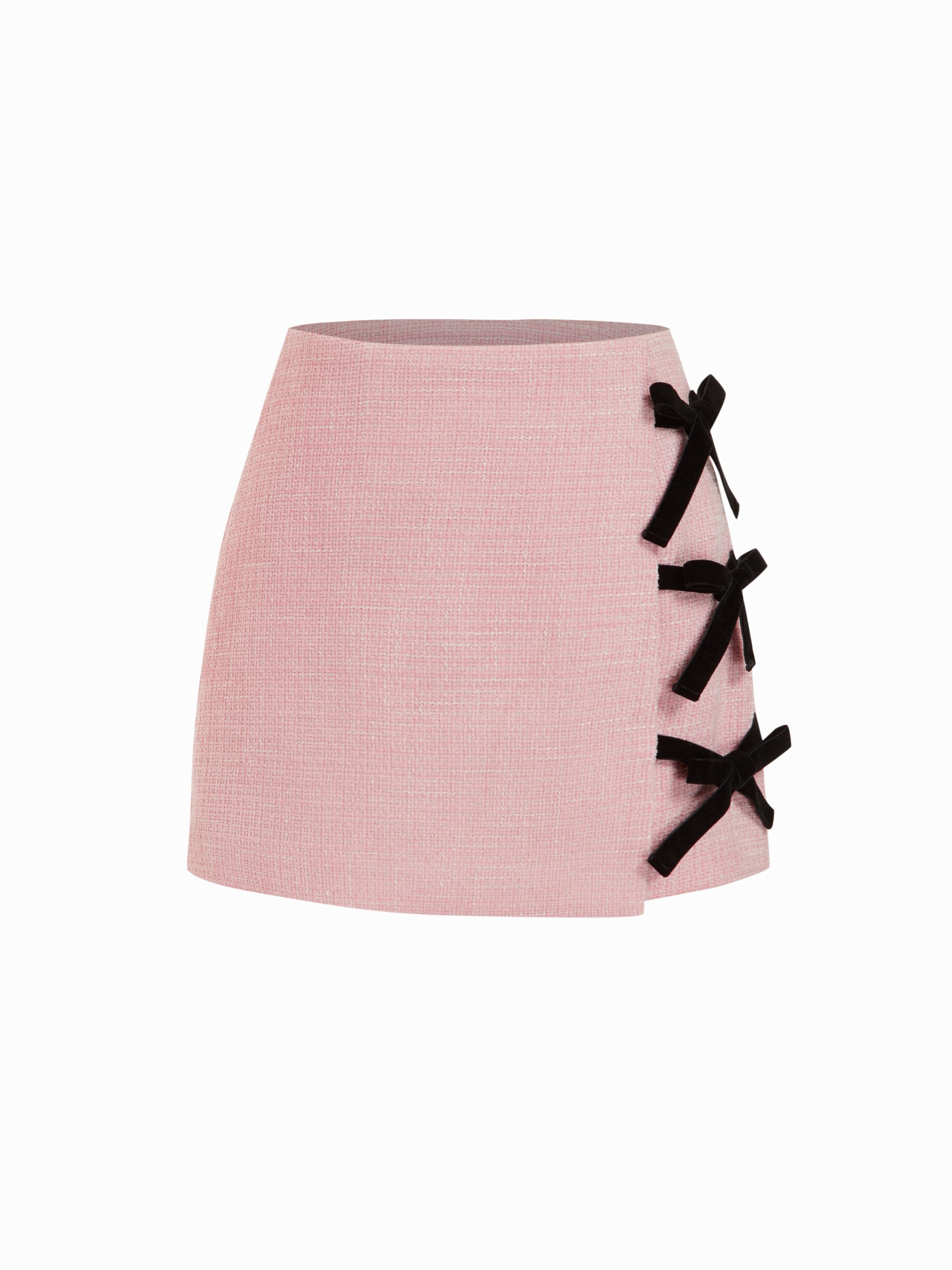 Tweed Mid Rise Bowknot Mini Skirt by CIDER