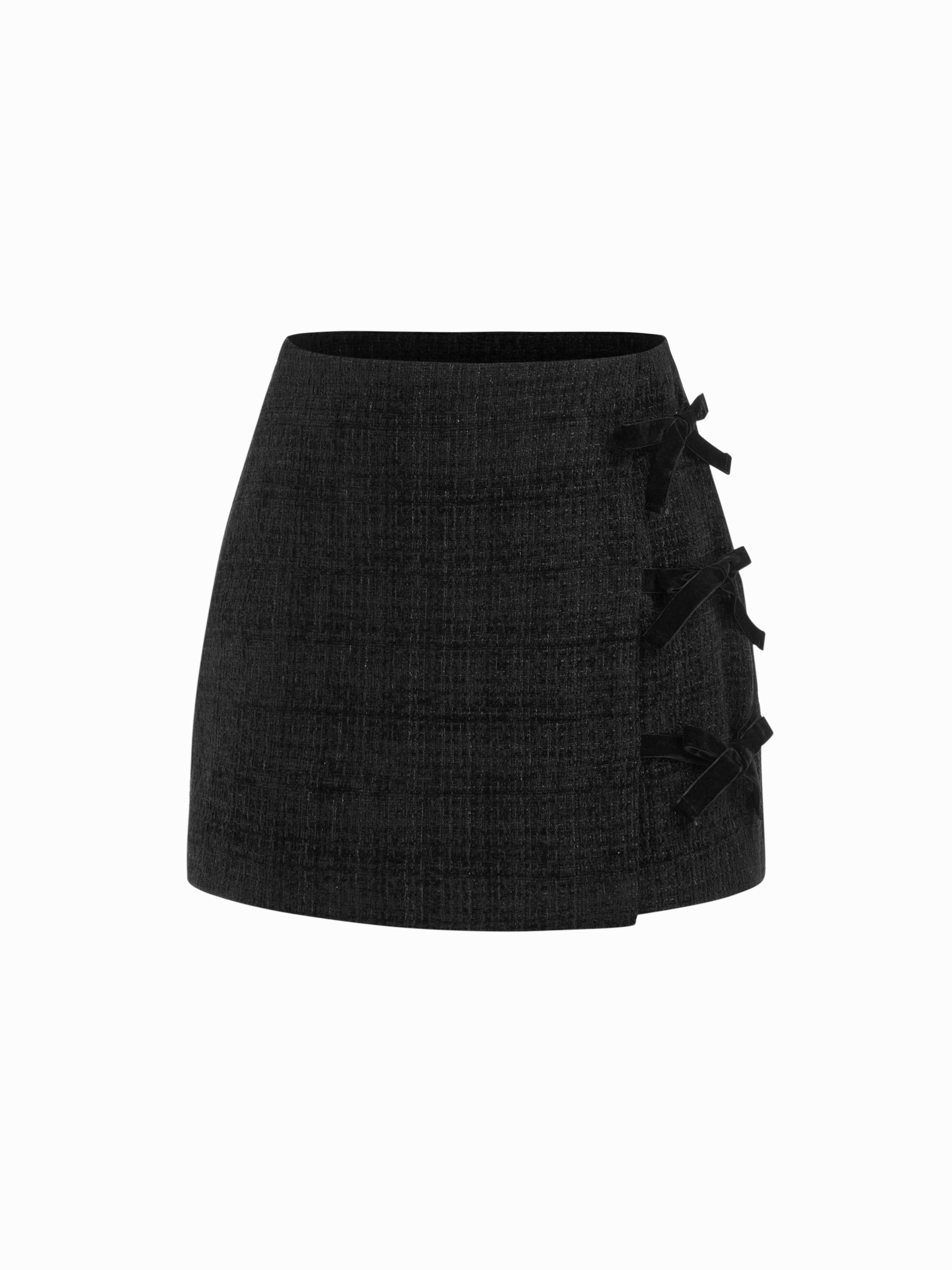 Tweed Mid Rise Bowknot Mini Skirt by CIDER