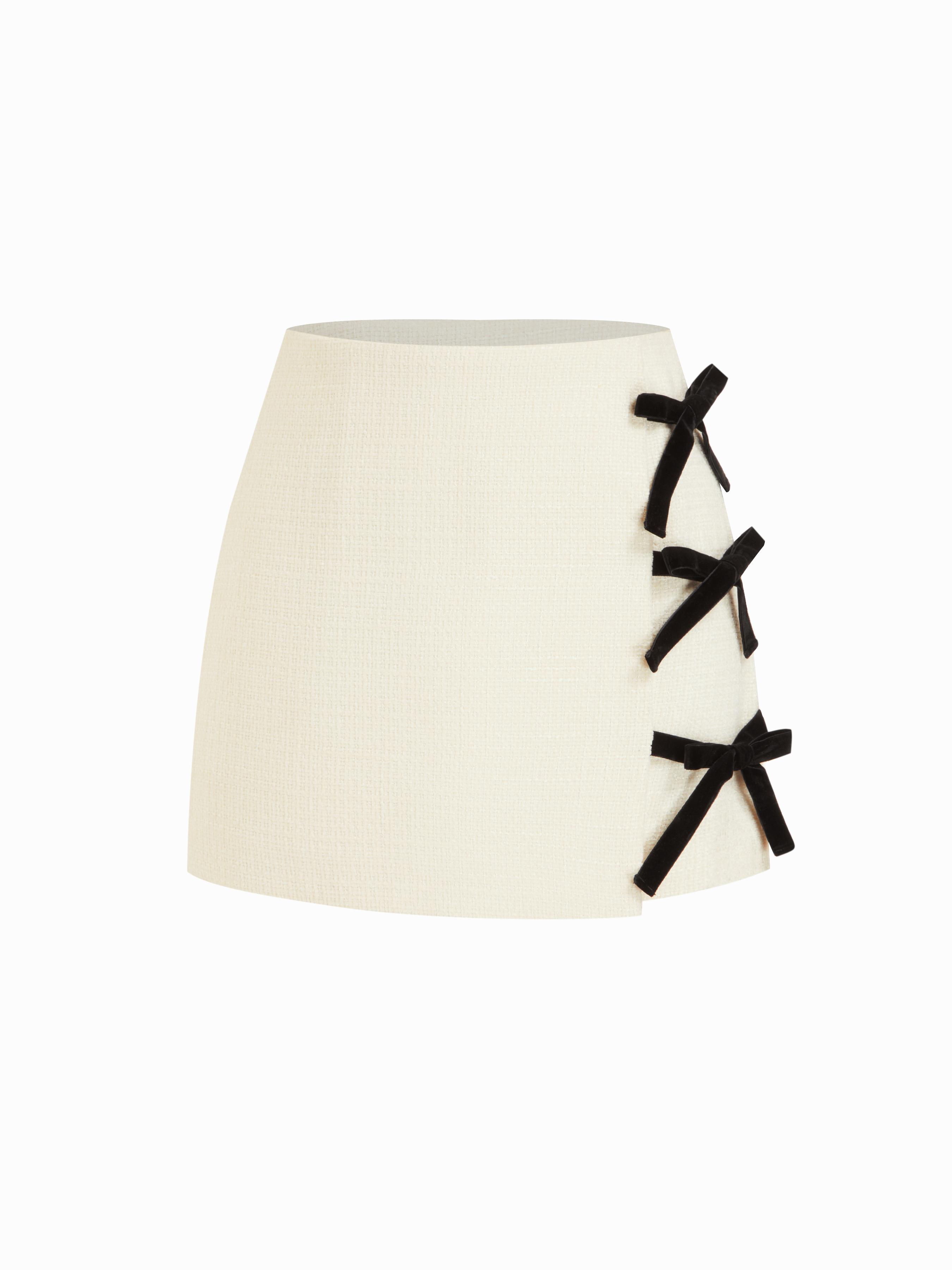 Tweed Mid Rise Bowknot Mini Skirt by CIDER