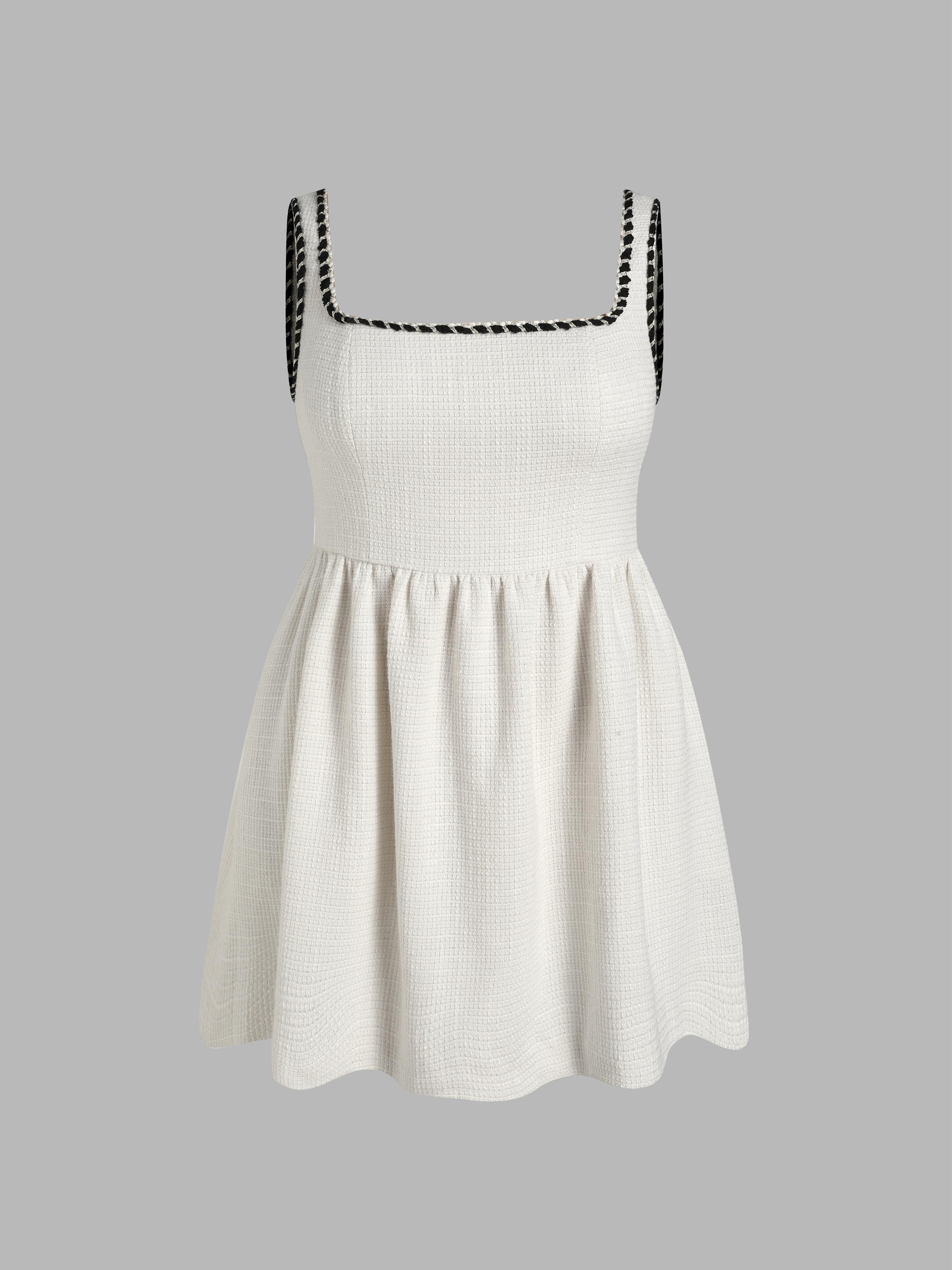 Tweed U-neckline Solid Mini Dress Curve & Plus by CIDER