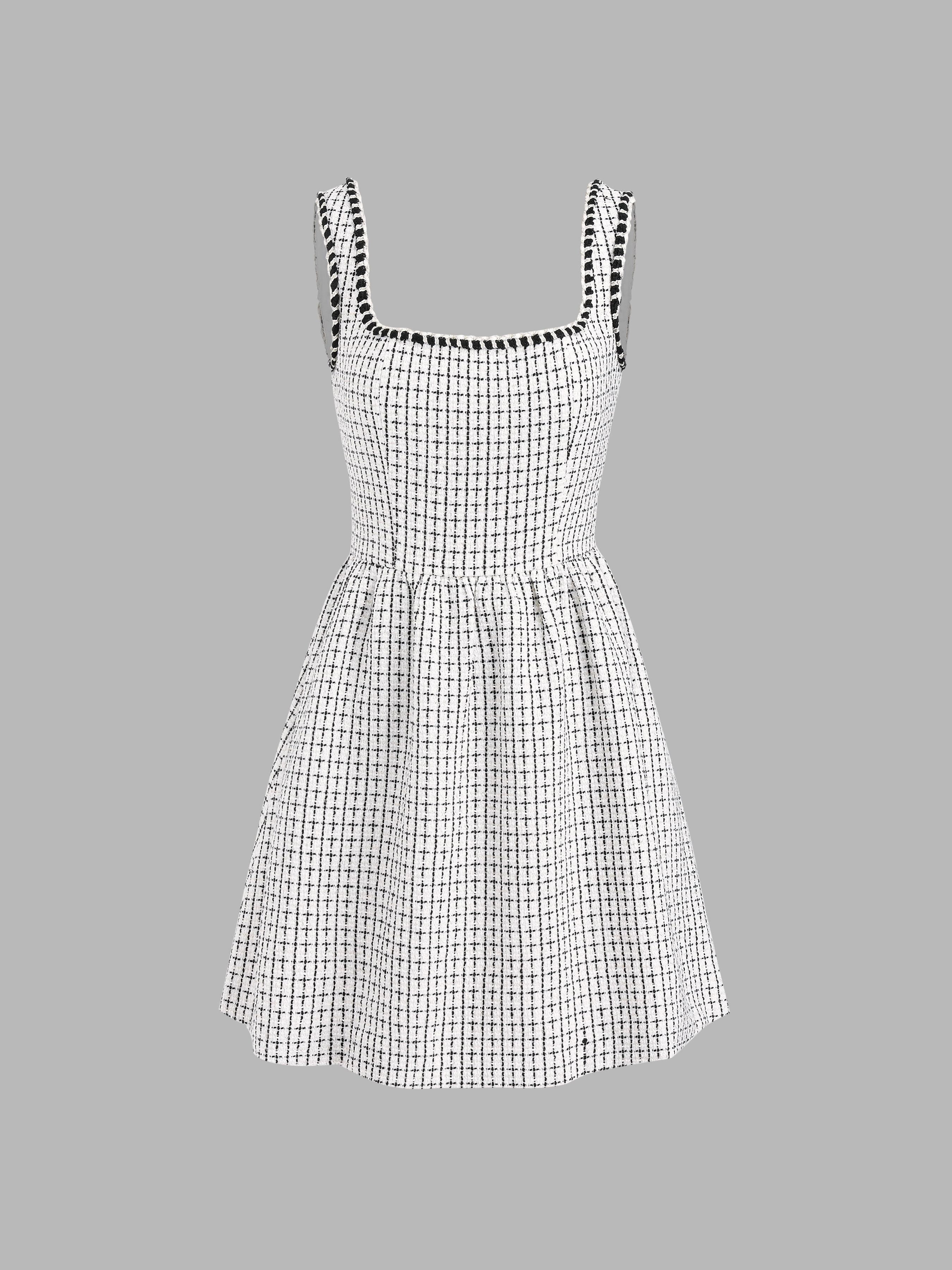 Tweed U-neckline Solid Mini Dress by CIDER