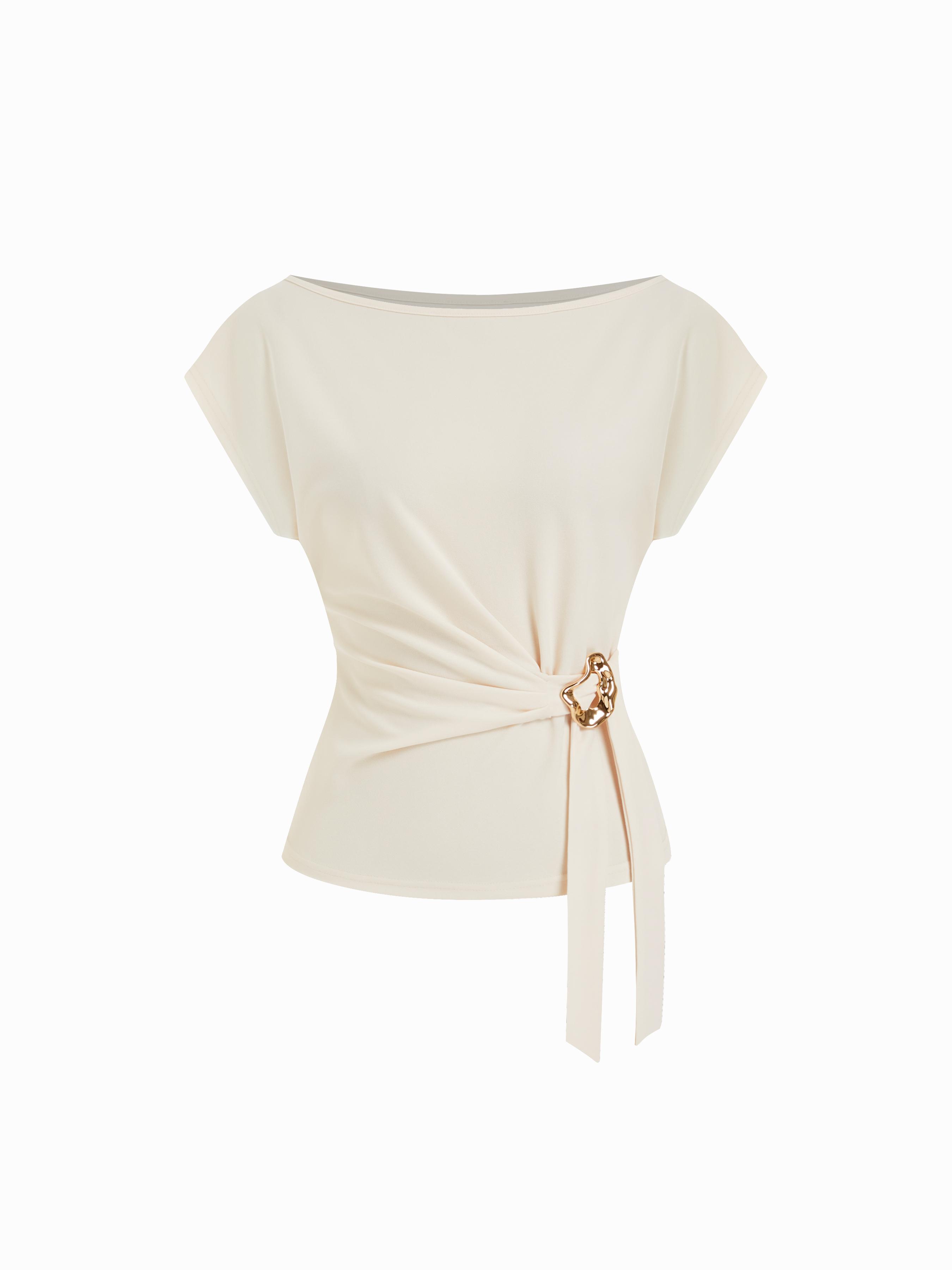 Twist Knot Short Sleeve Metal Detail Tee by CIDER
