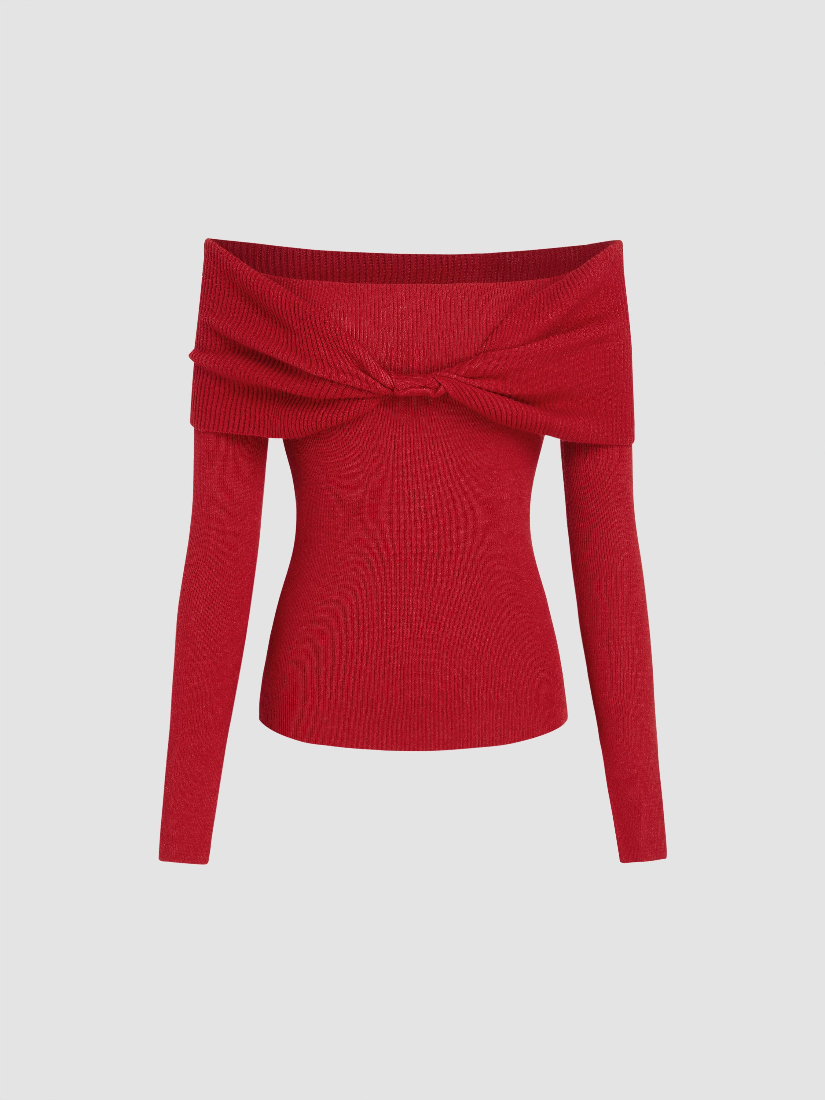 Twist Off-shoulder Knitted Top by CIDER