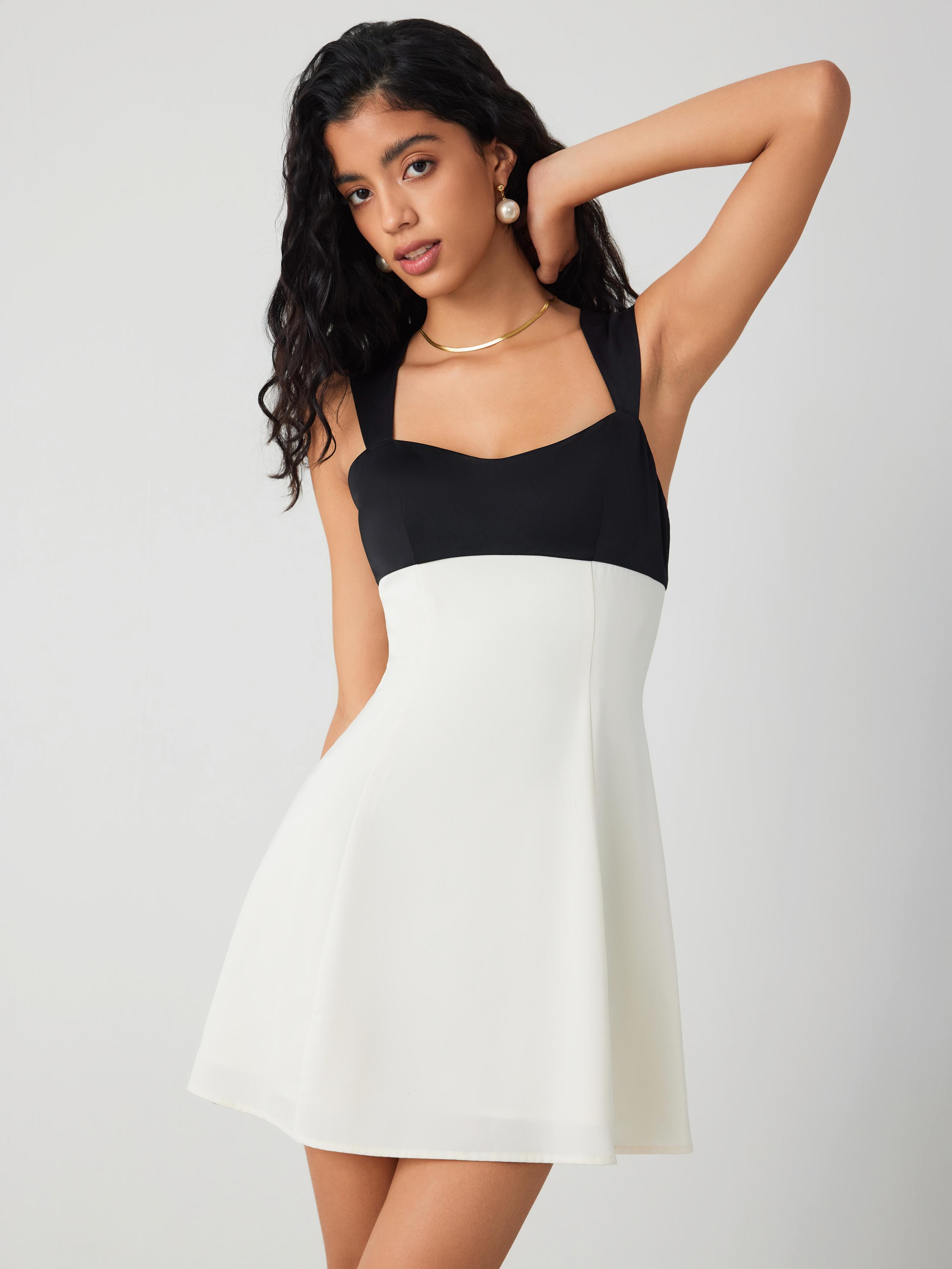 Two Tone Zipper Ruffle Mini Dress by CIDER