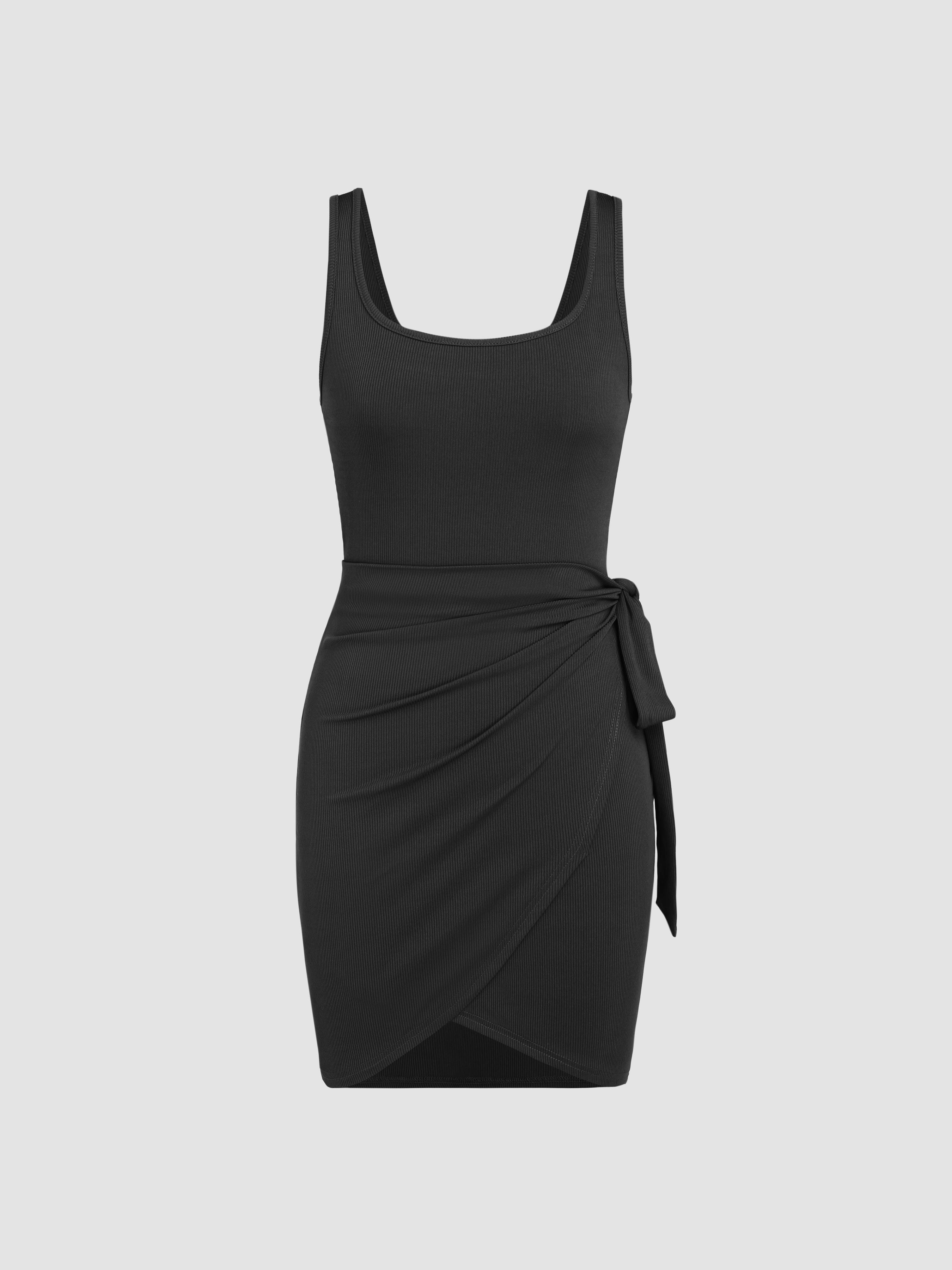 U-neckline Knotted Mini Dress by CIDER