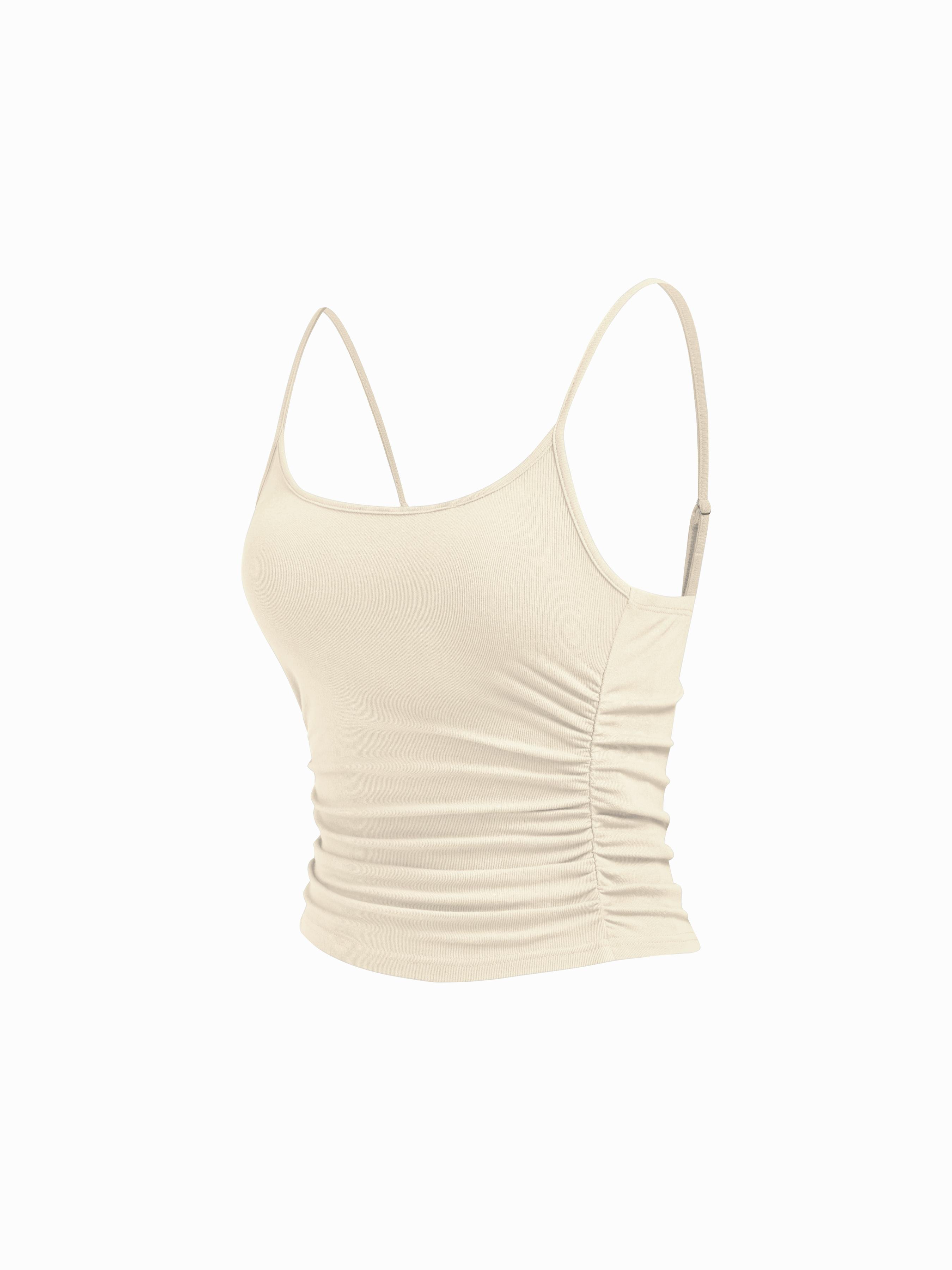 U-neckline Ruched Cami Top by CIDER