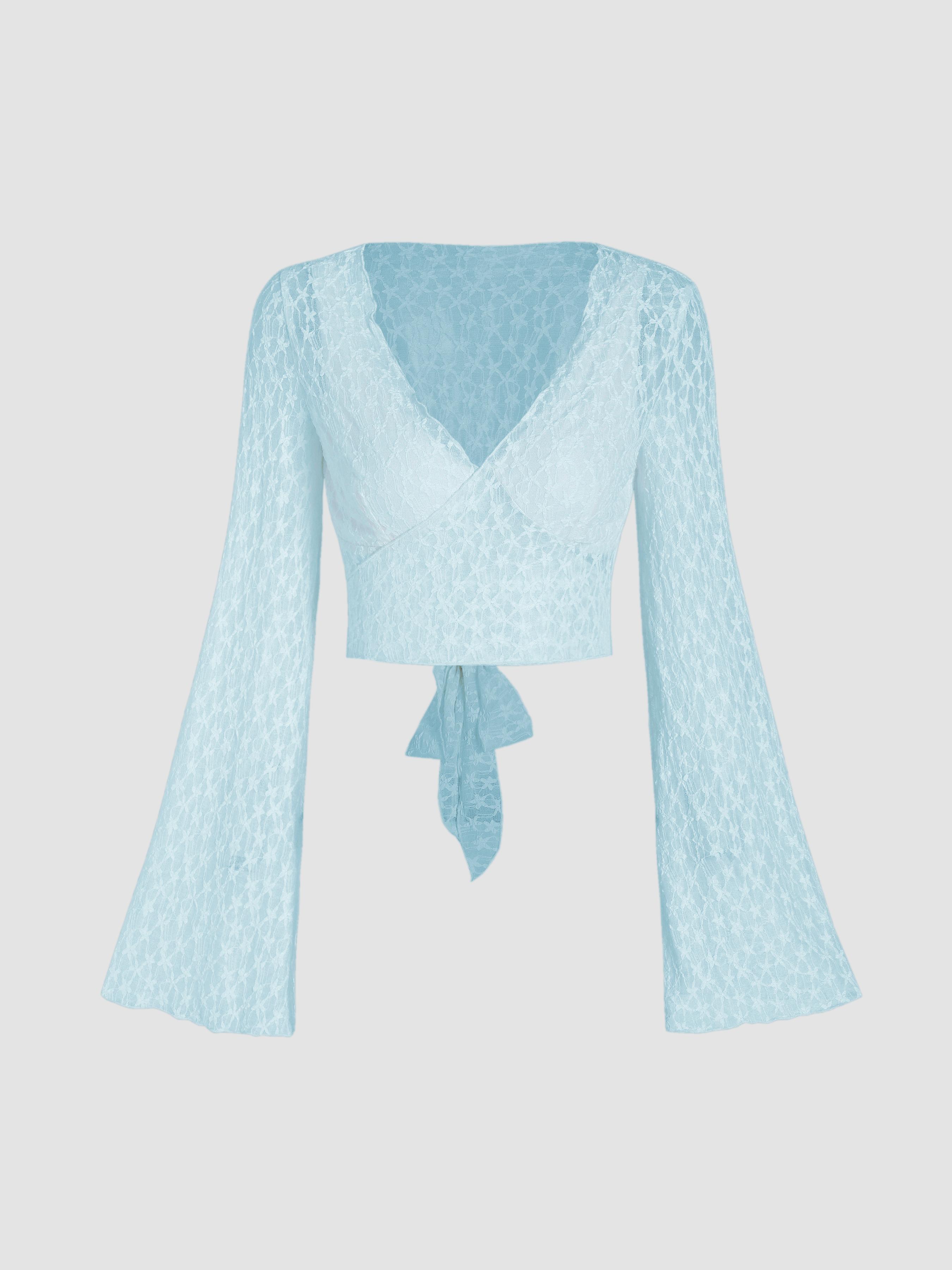 V-Ausschnitt Blumenmuster Rückenbindung Bluse by CIDER V-Ausschnitt Blumenmuster Rückenbindung Bluse by CIDER