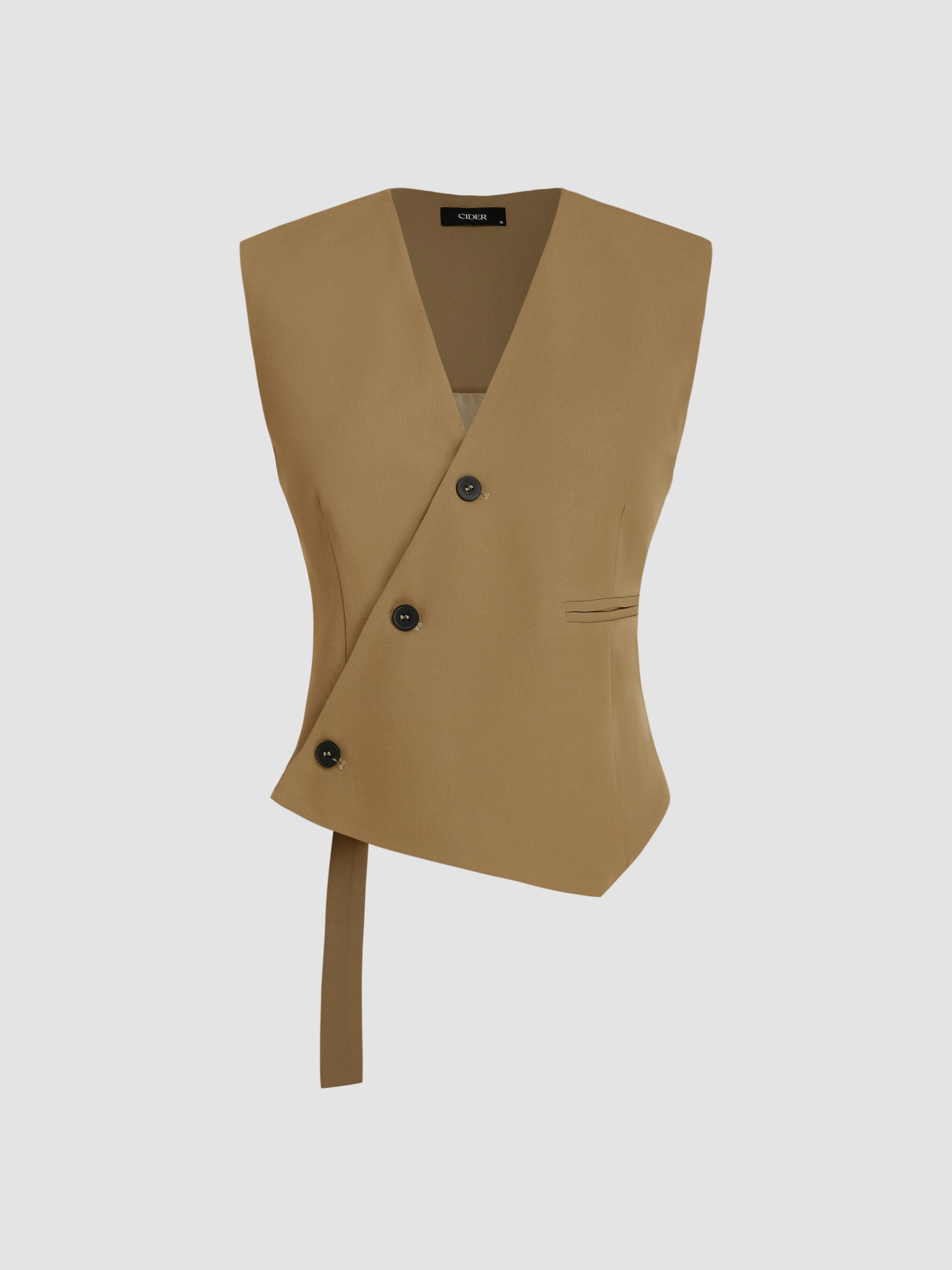 V-Neck Asymmetrical Belted Waistcoat by CIDER