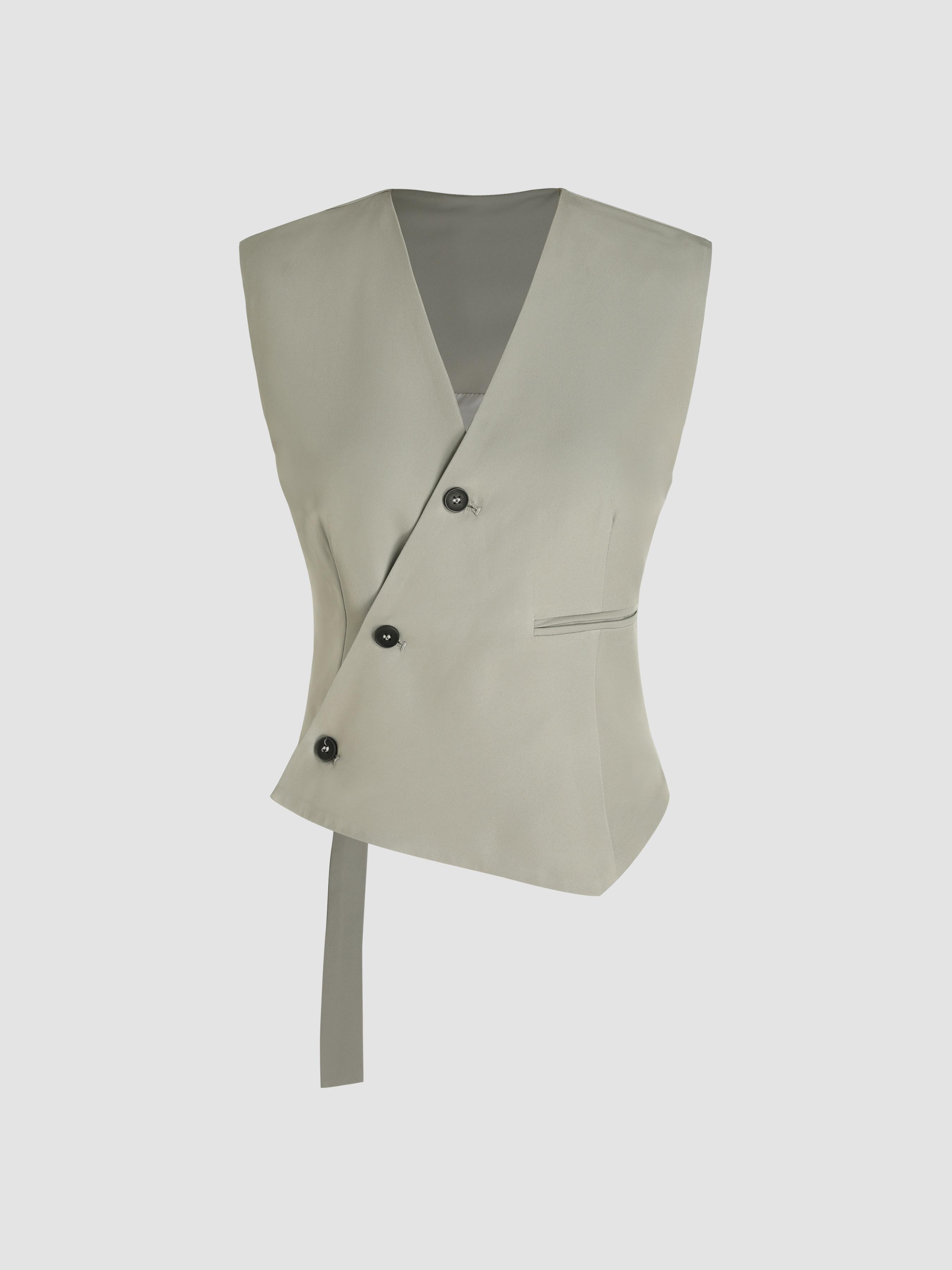 V-Neck Asymmetrical Belted Waistcoat by CIDER