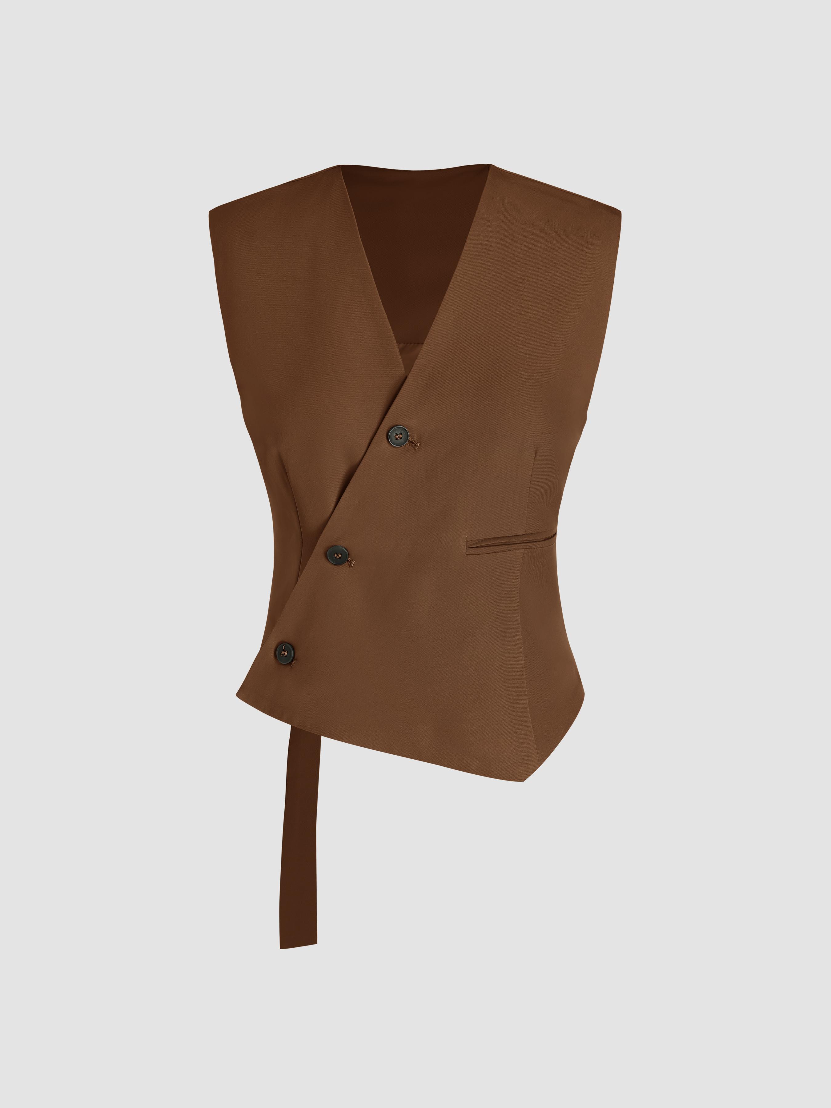 V-Neck Asymmetrical Belted Waistcoat by CIDER