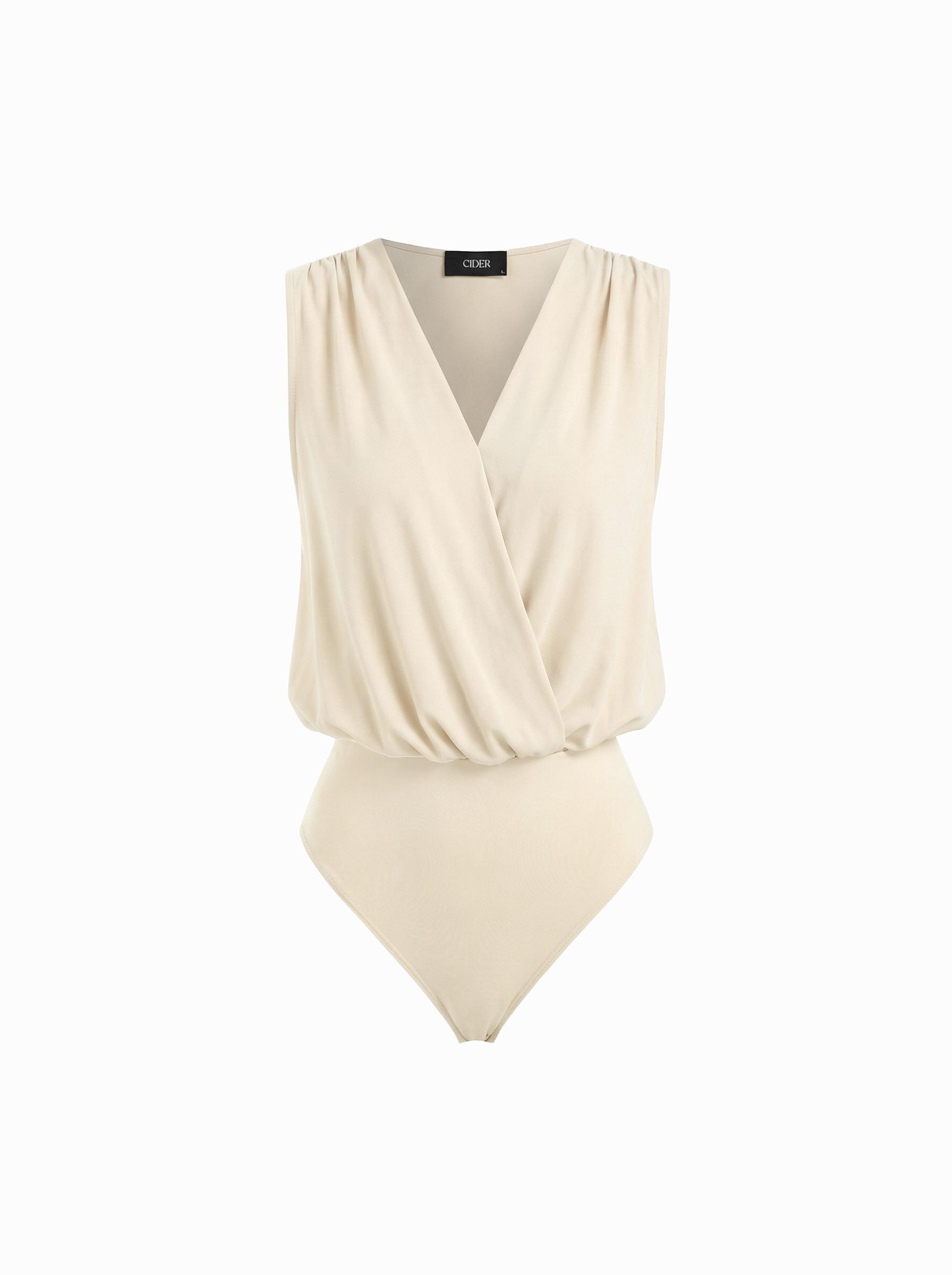 V-Neck Ruched Shirt Romper by CIDER