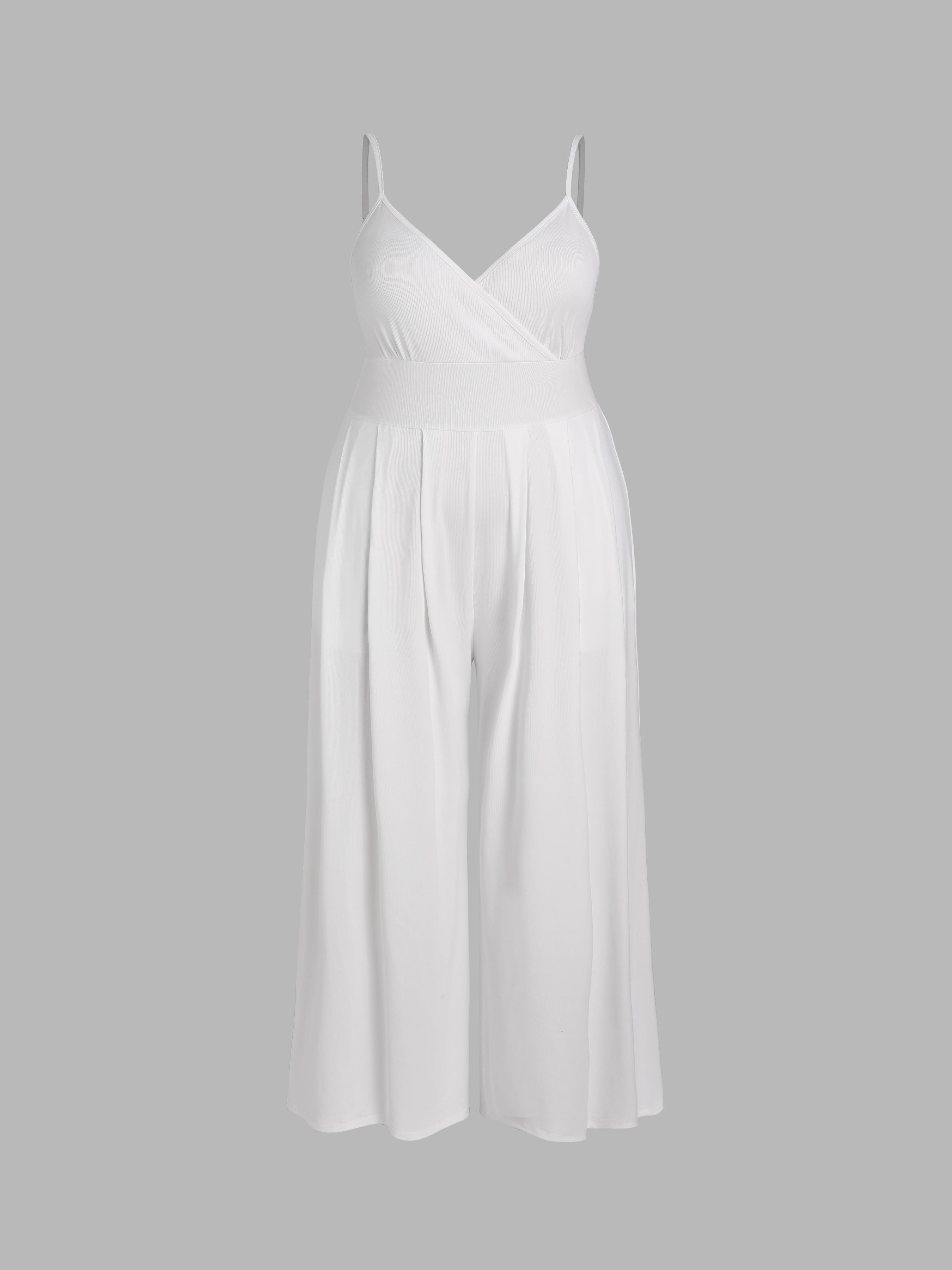 V-neck Cami Wide Leg Jumpsuit Curve & Plus by CIDER