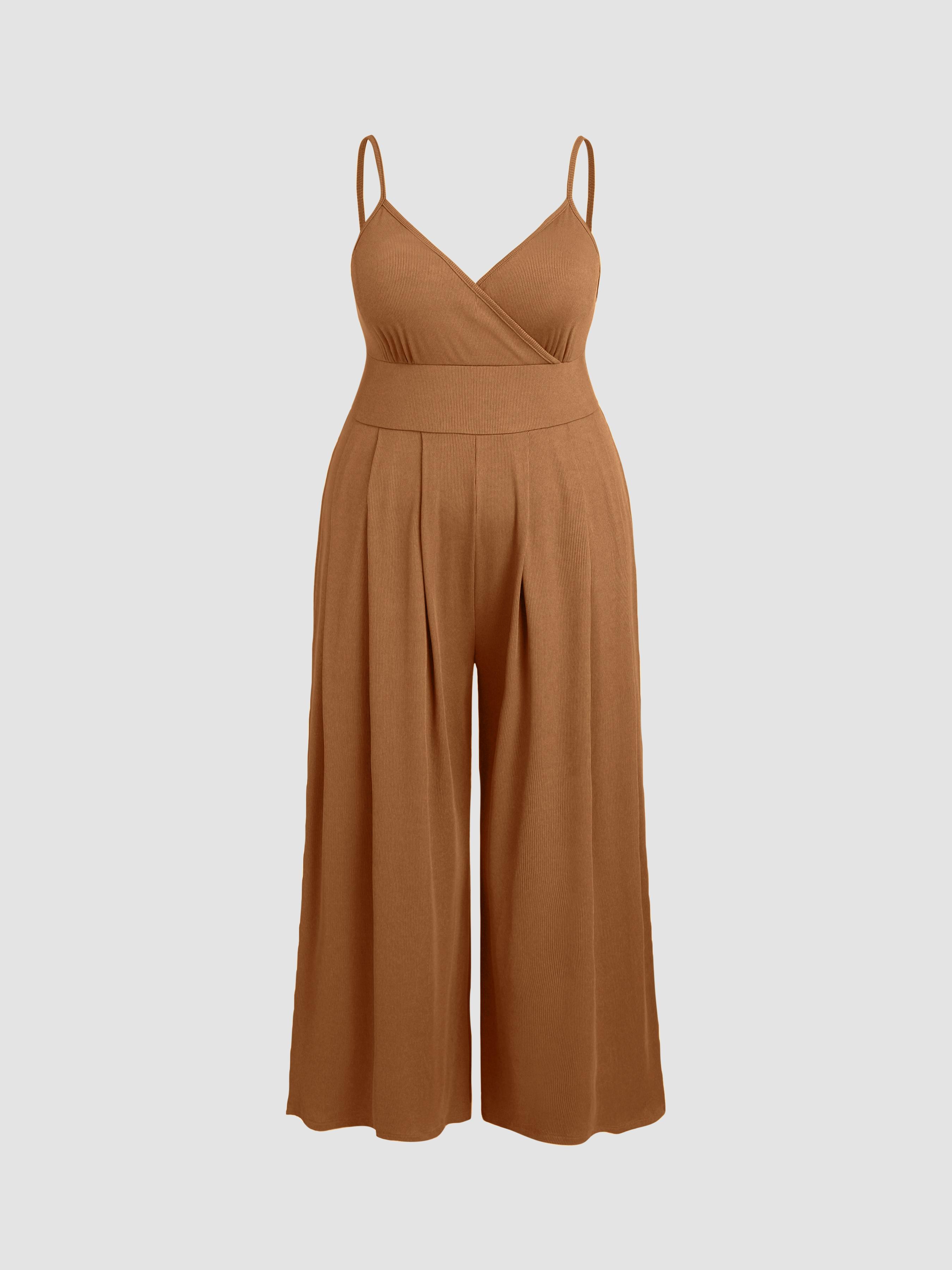 V-neck Cami Wide Leg Jumpsuit Curve & Plus by CIDER