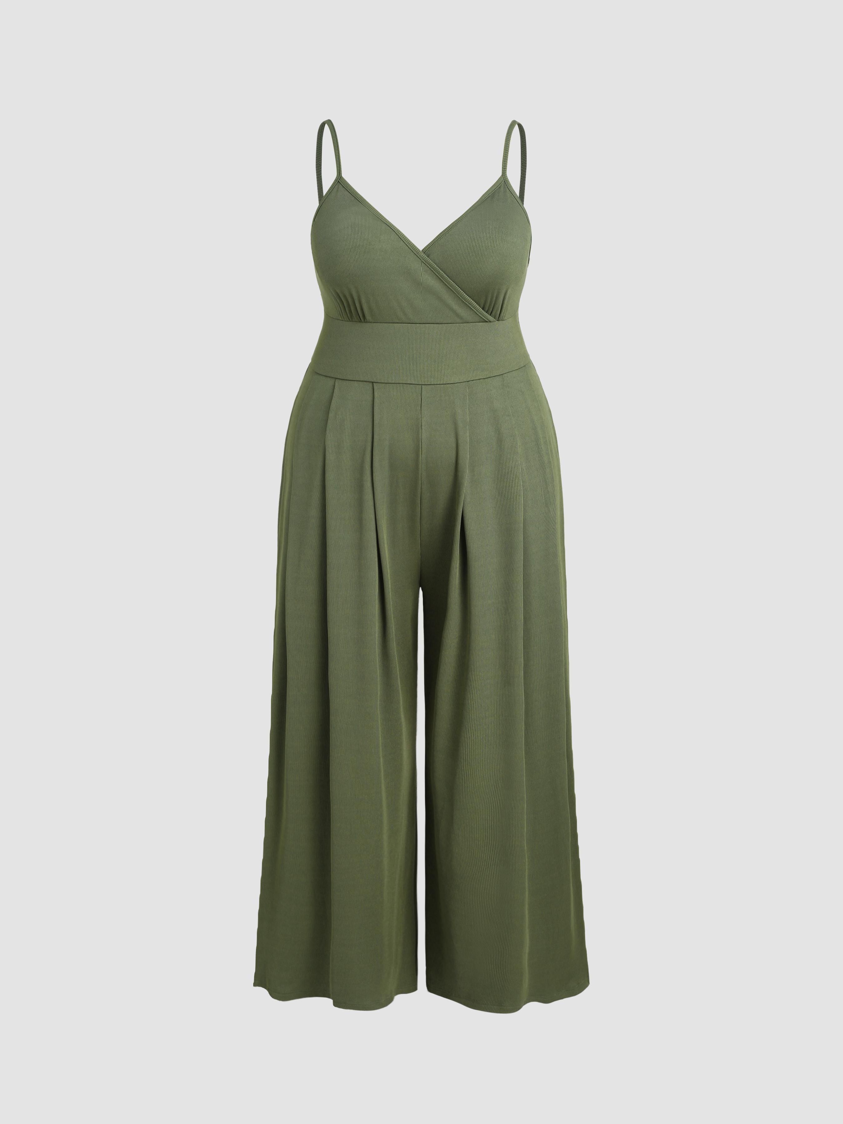 V-neck Cami Wide Leg Jumpsuit Curve & Plus by CIDER