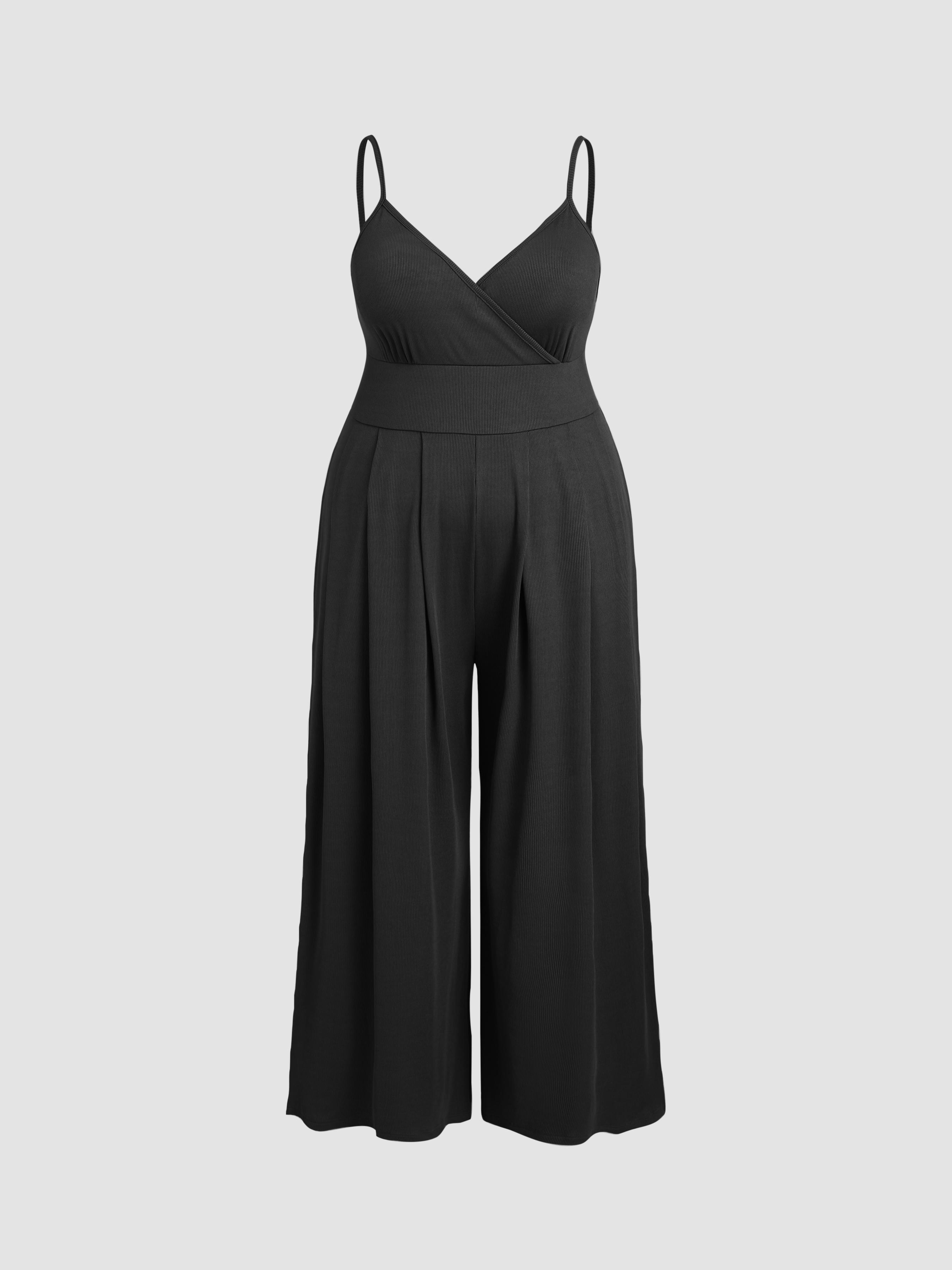 V-neck Cami Wide Leg Jumpsuit Curve & Plus by CIDER