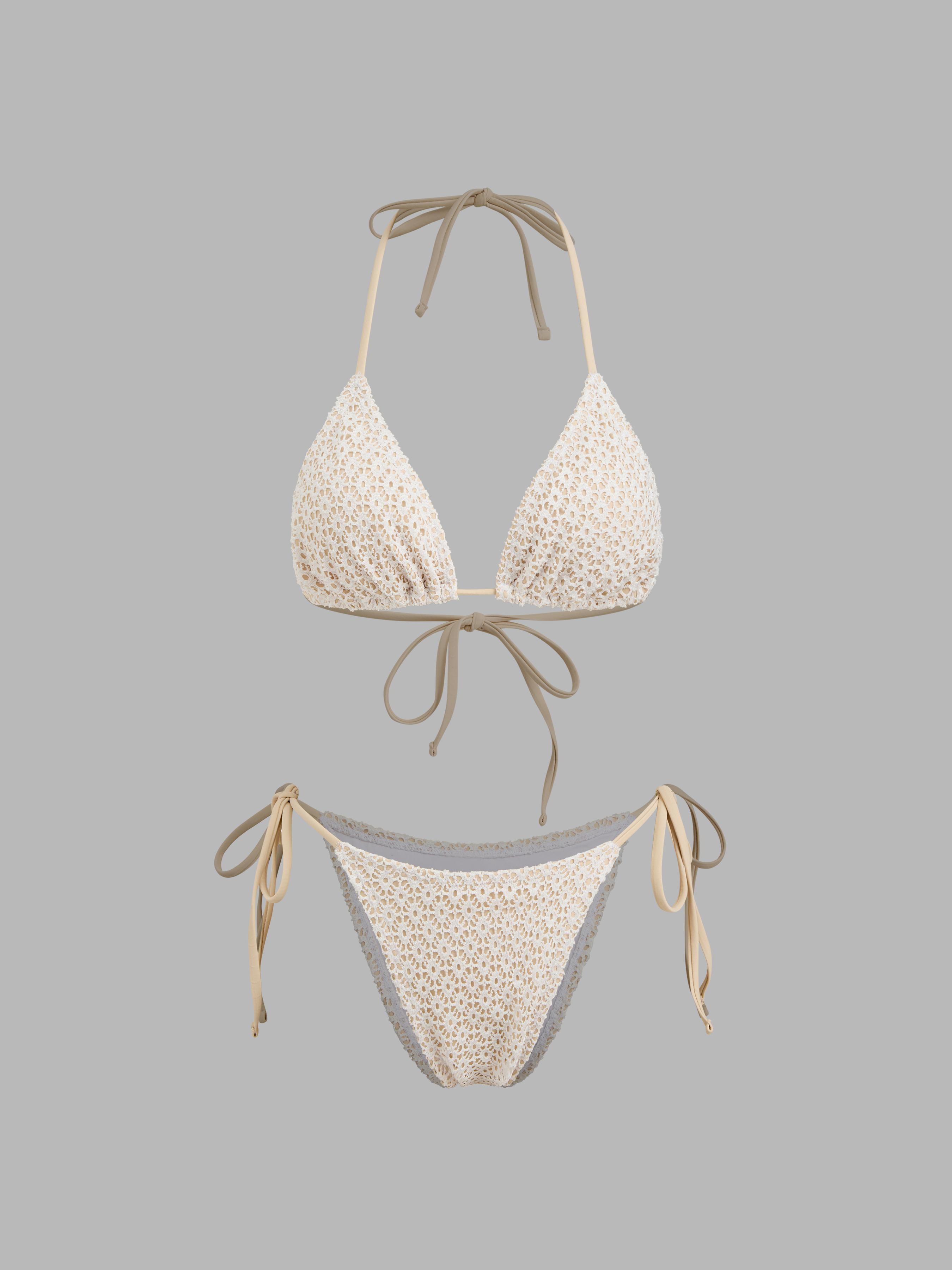 V-neck Embroidery Triangle Cheeky Bikini Set by CIDER