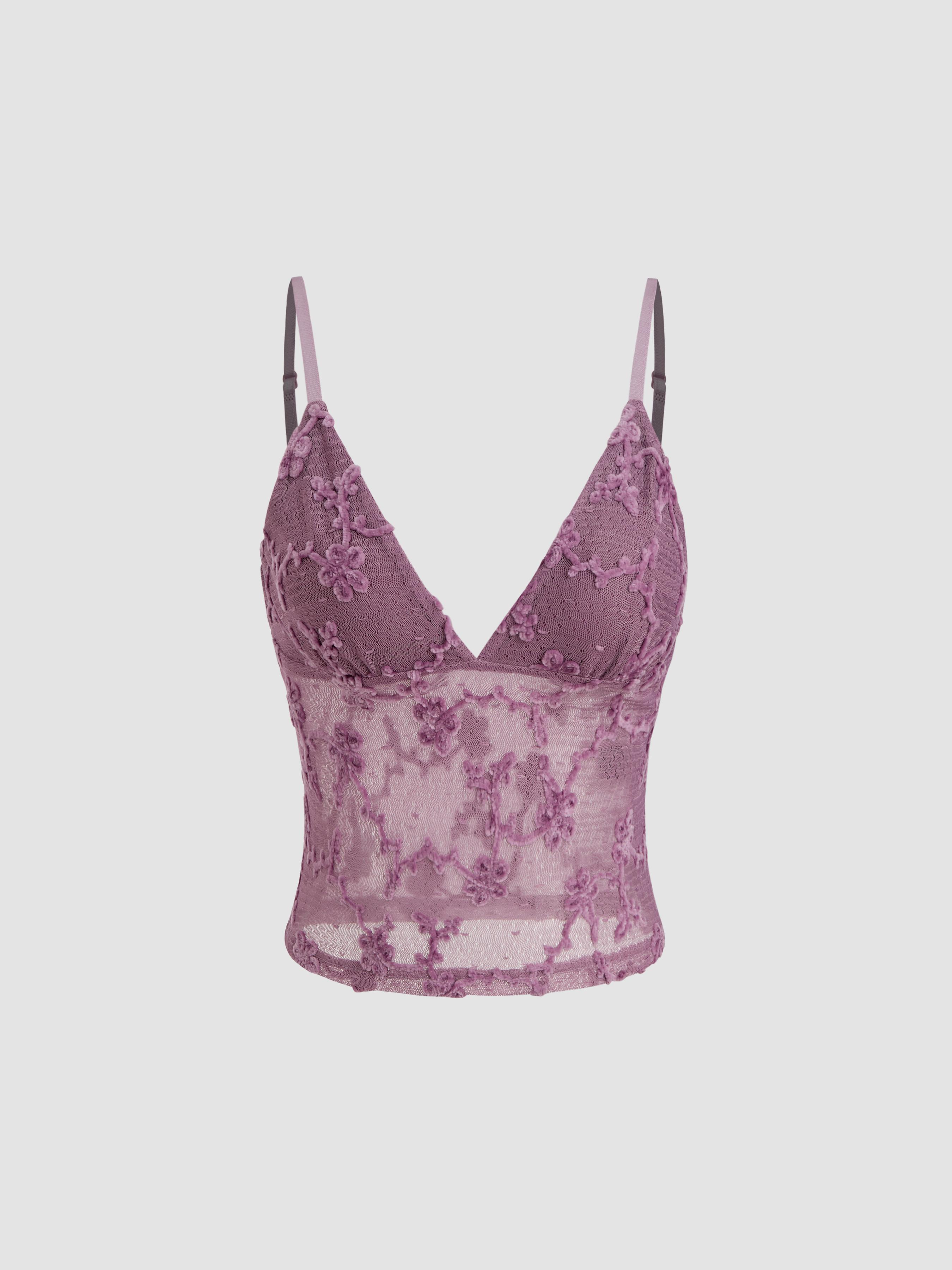 V-neck Floral Cami Crop Top by CIDER