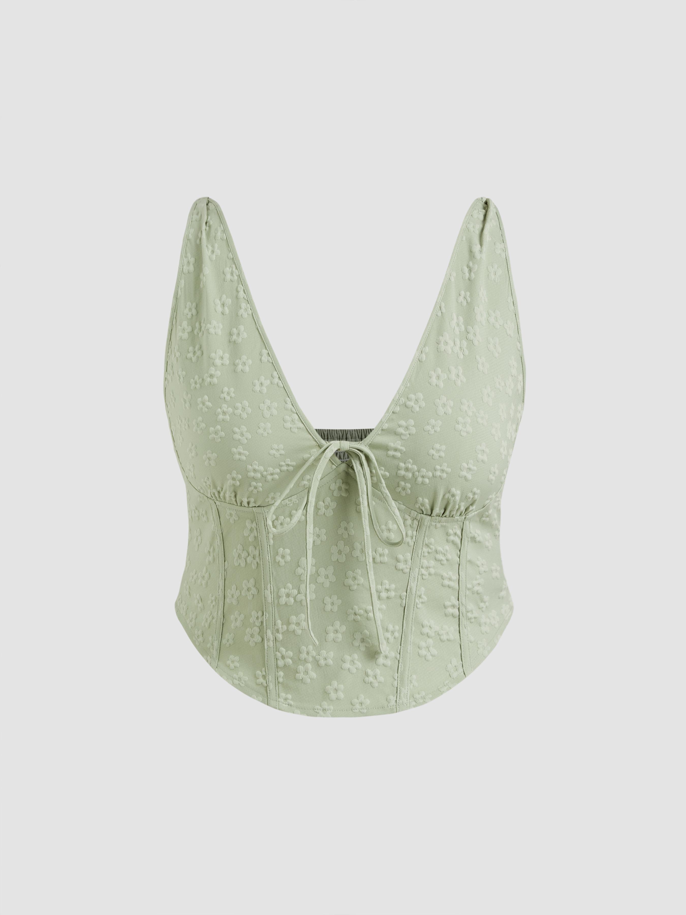 V-neck Floral Corset Crop Tank Top Curve & Plus by CIDER
