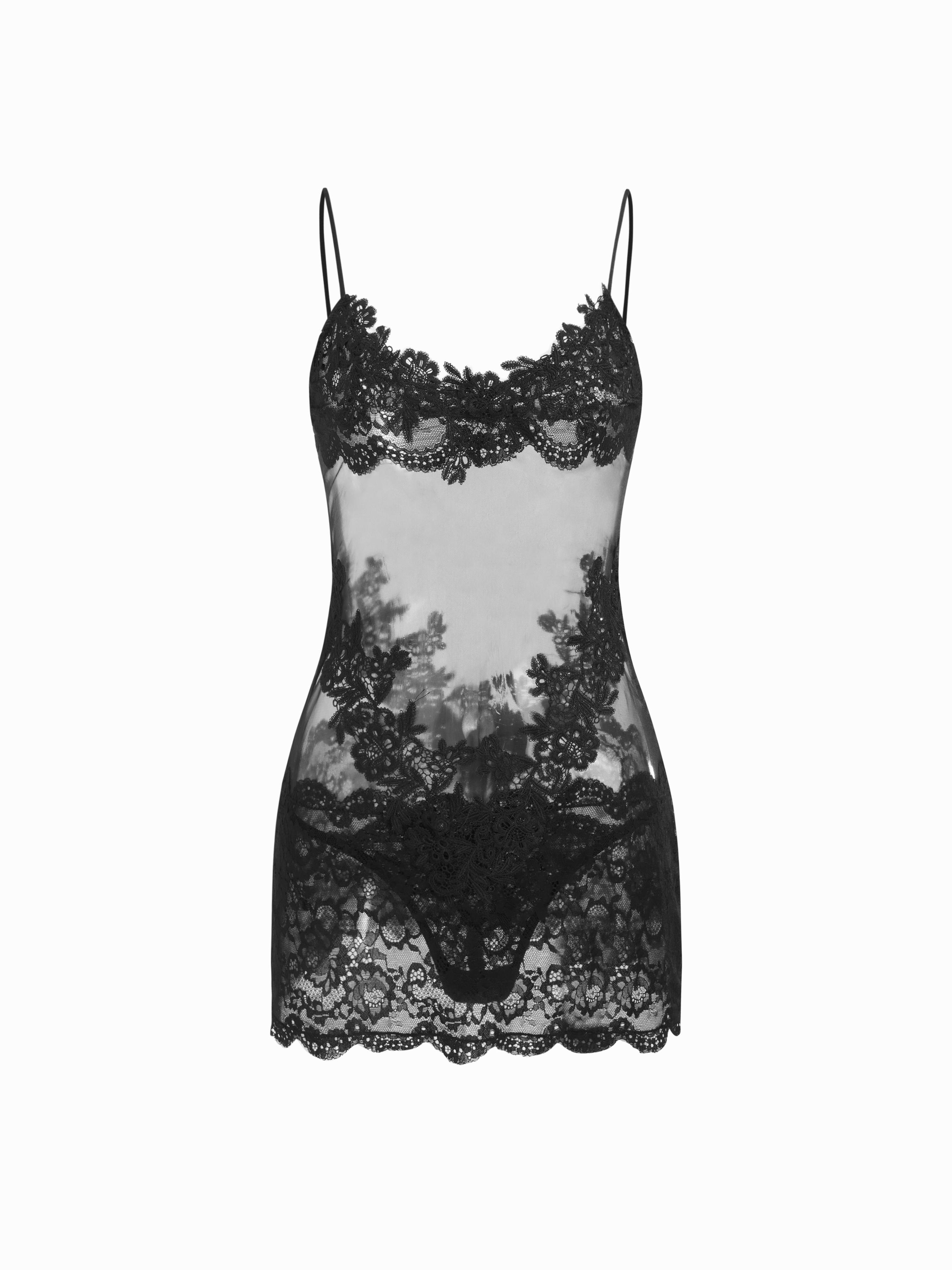 V-neck Floral Lace Underwire Lingerie With Thong Set by CIDER
