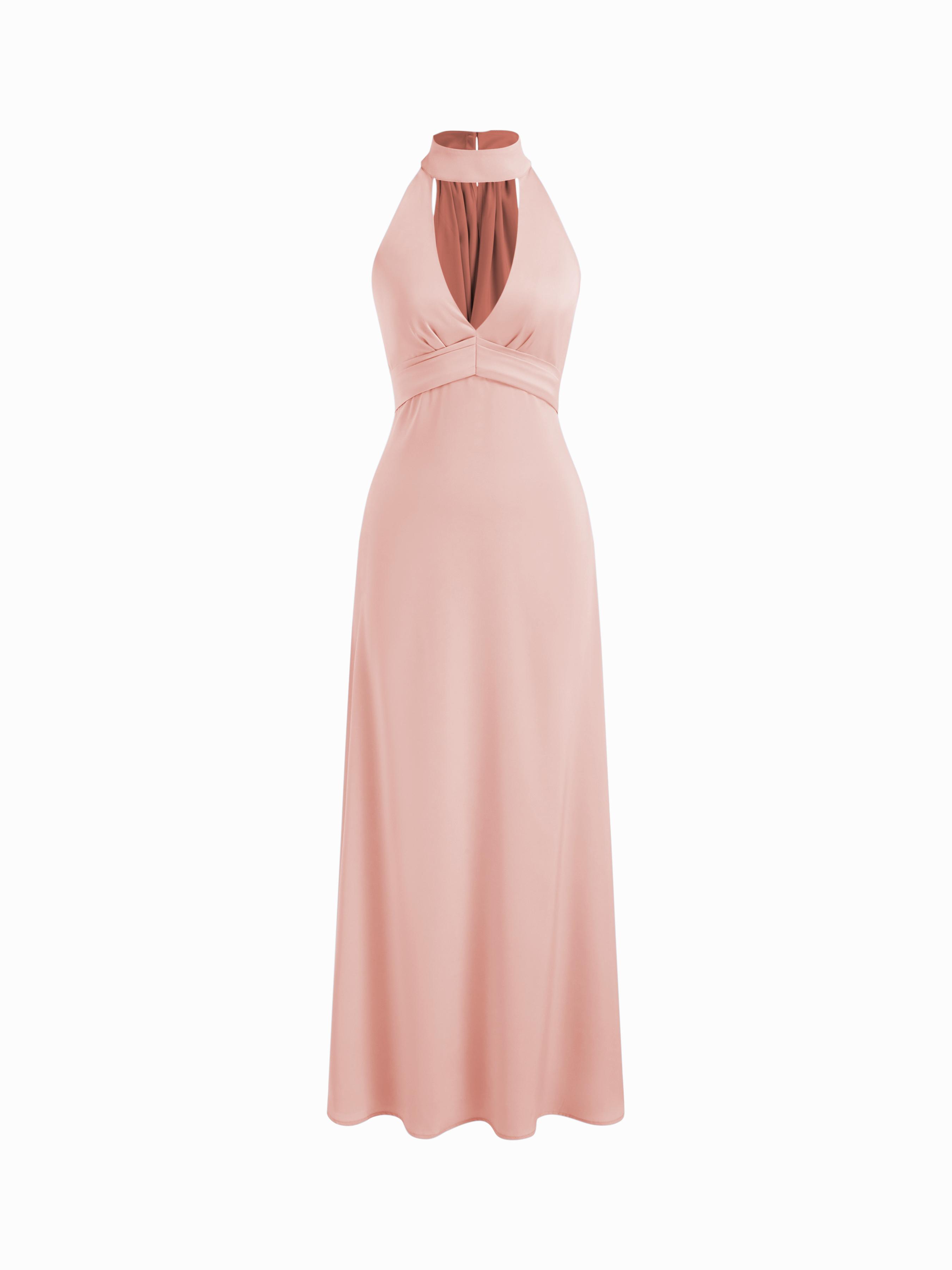 V-neck Halter Neckline Maxi Dress by CIDER