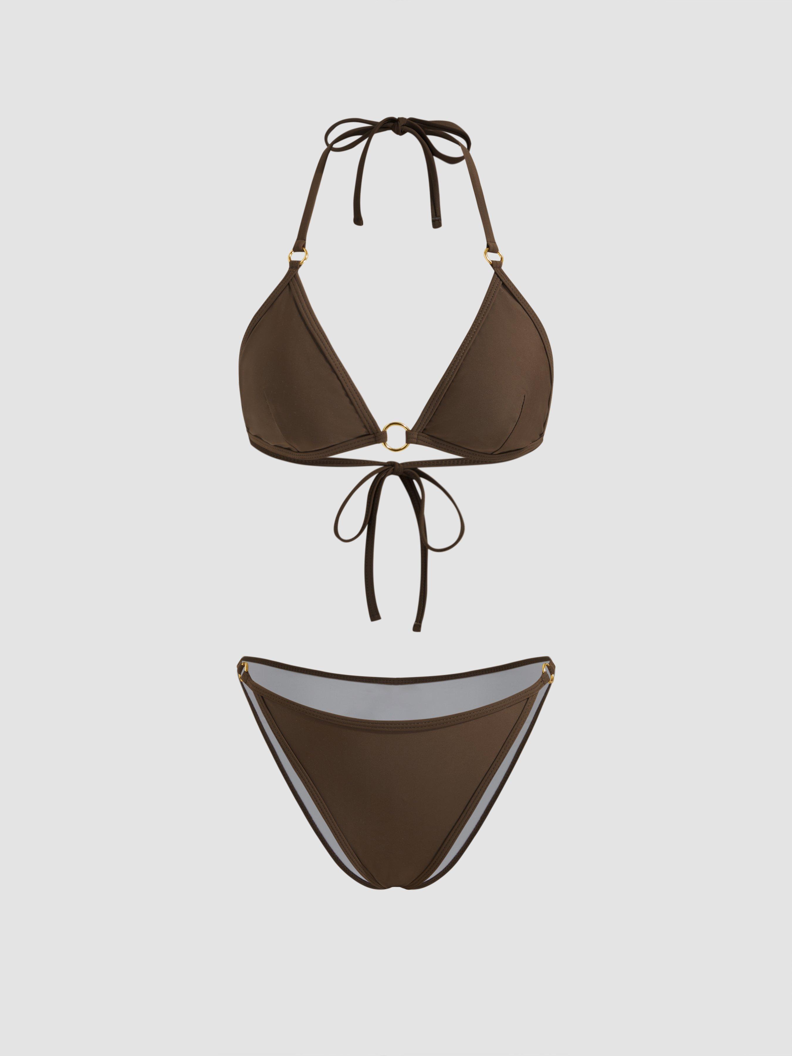 V-neck O-ring Halter Bikini Set by CIDER