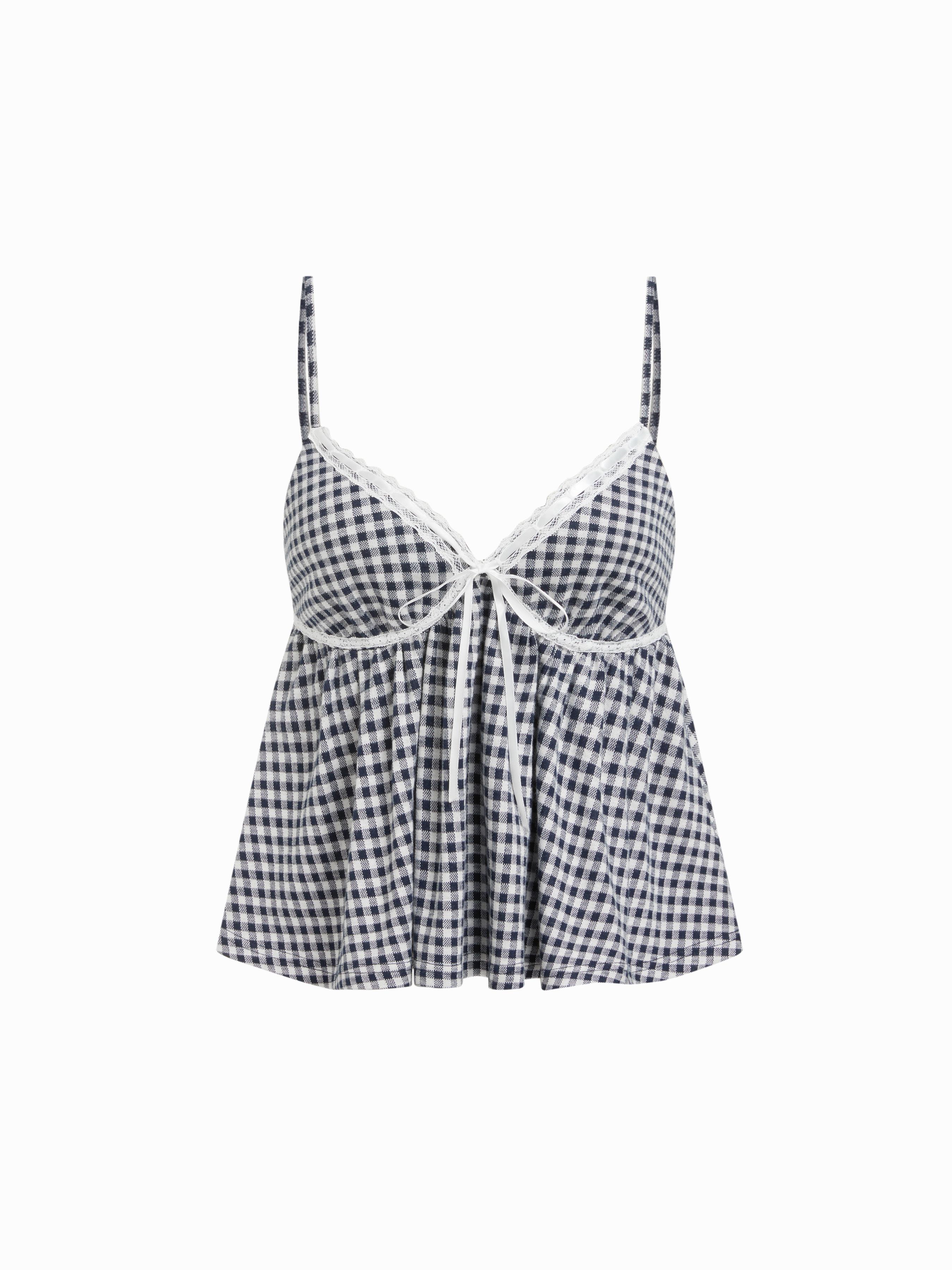 V-neck Polka Dot Contrasting Binding Cami Top by CIDER