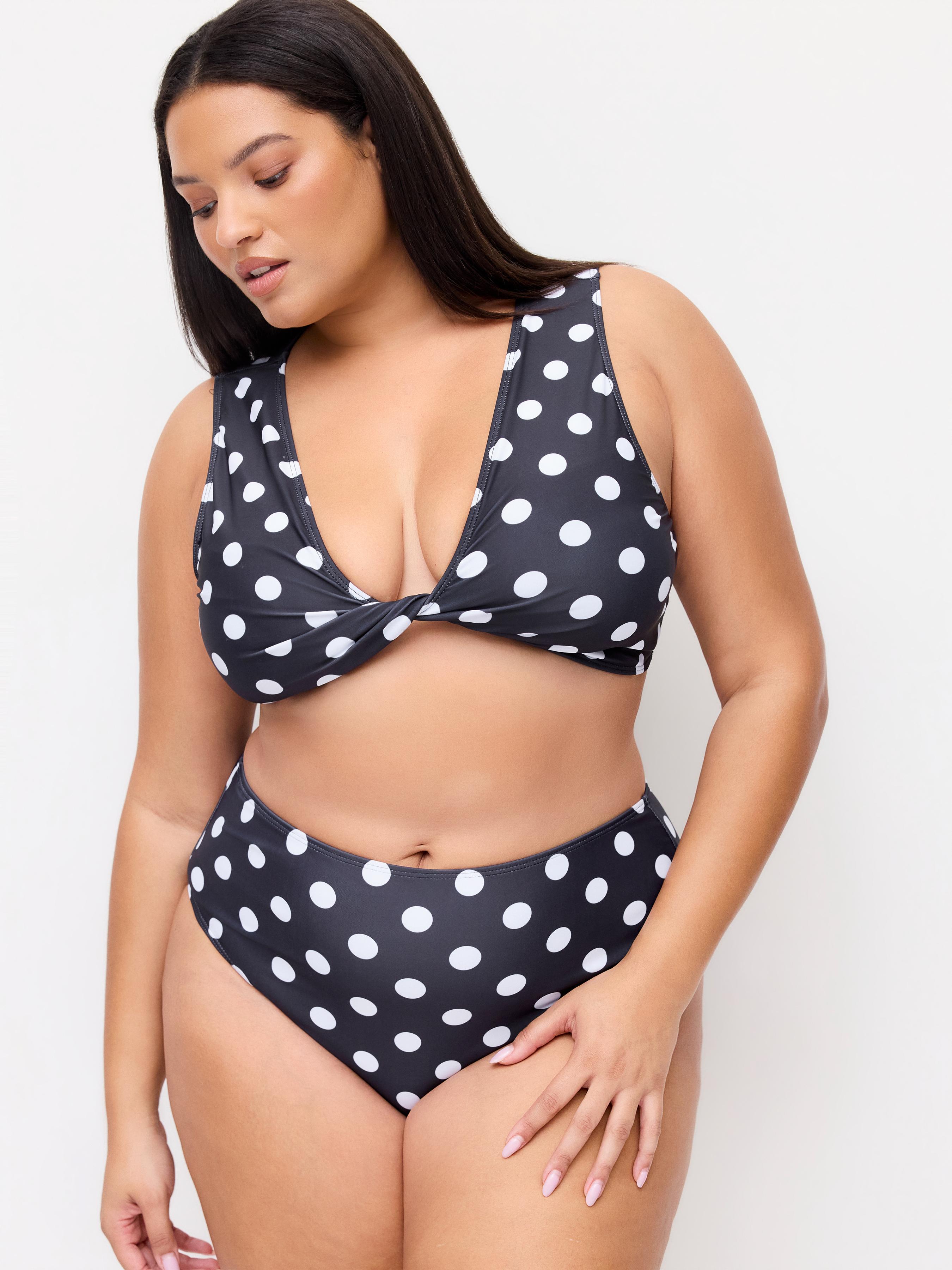 V-neck Polka Dot Twist Bracelet Shorts Bikini Set Curve & Plus by CIDER