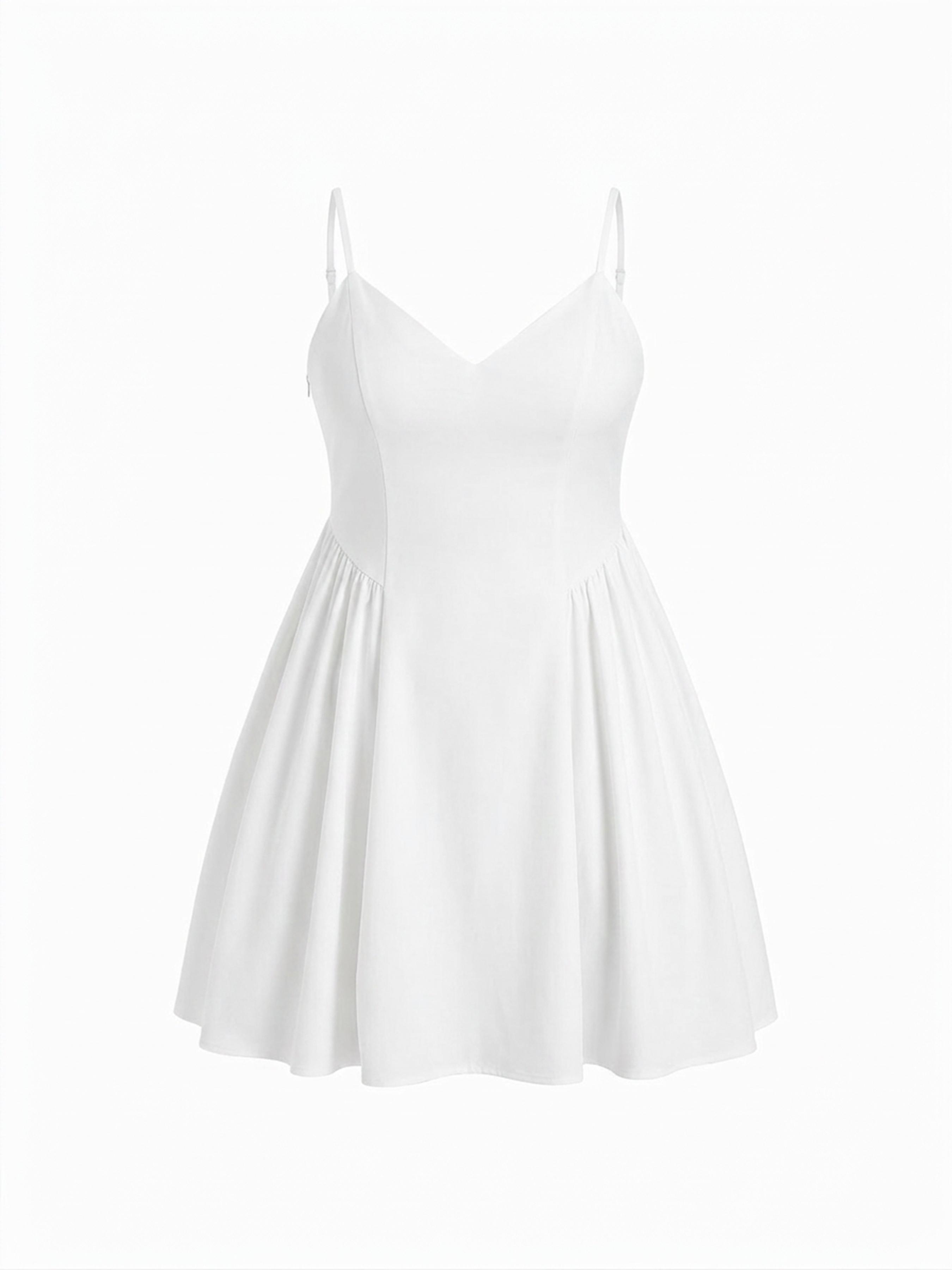 V-neck Ruched Mid Rise Shirred Flared Mini Dress Curve & Plus by CIDER