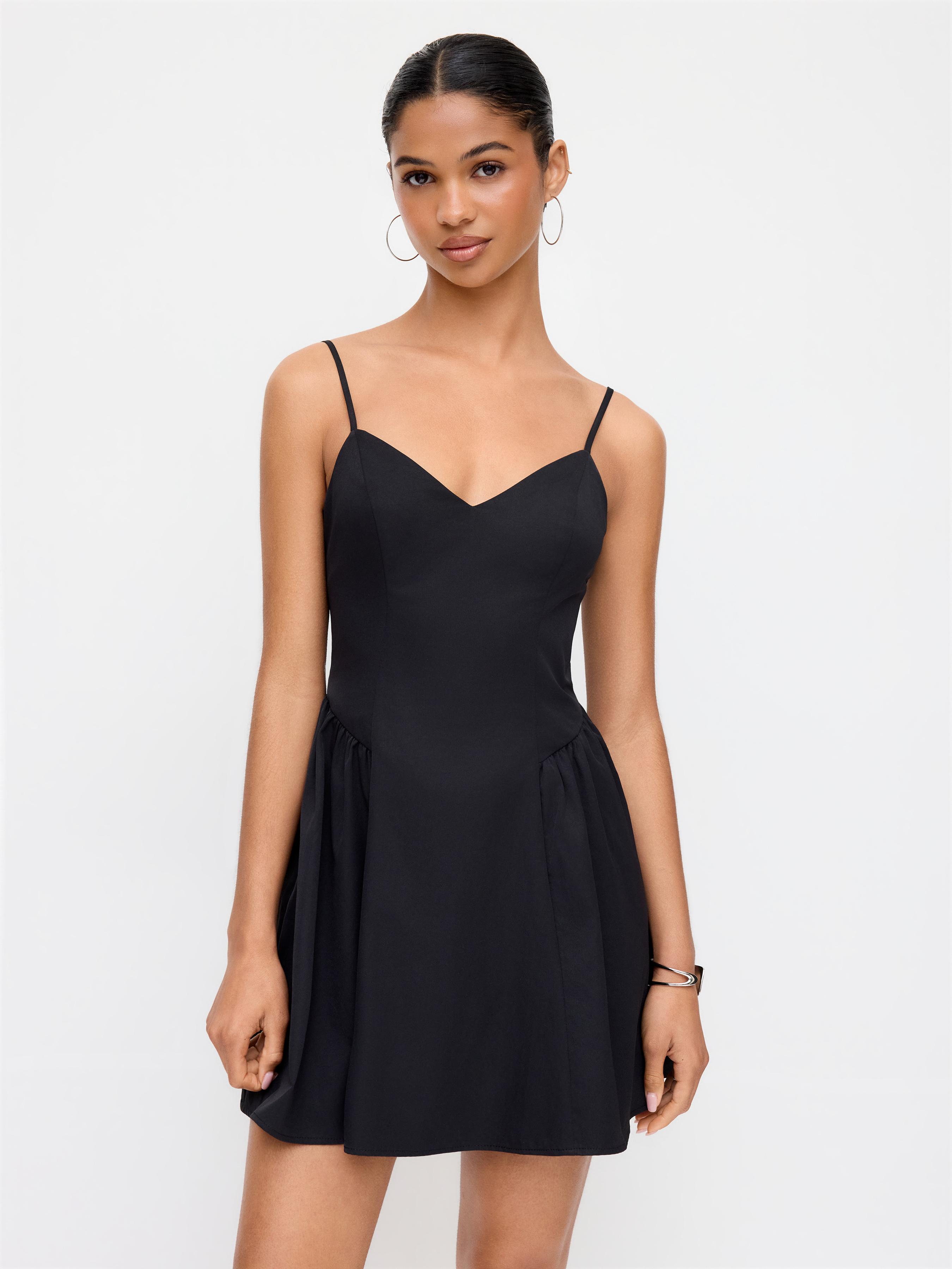 V-neck Ruched Mid Rise Shirred Flared Mini Dress by CIDER