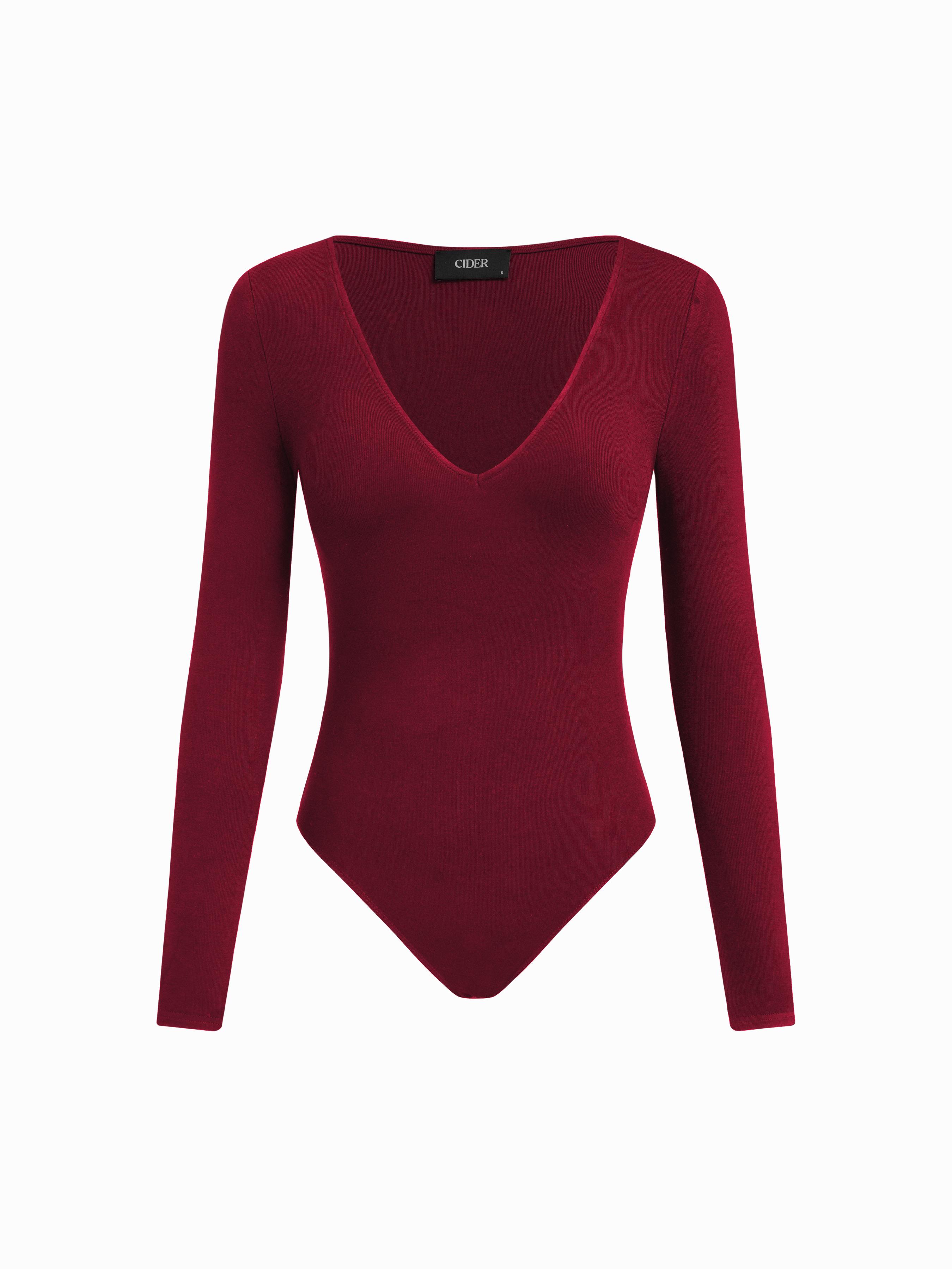 V-neck Solid Bodysuit by CIDER