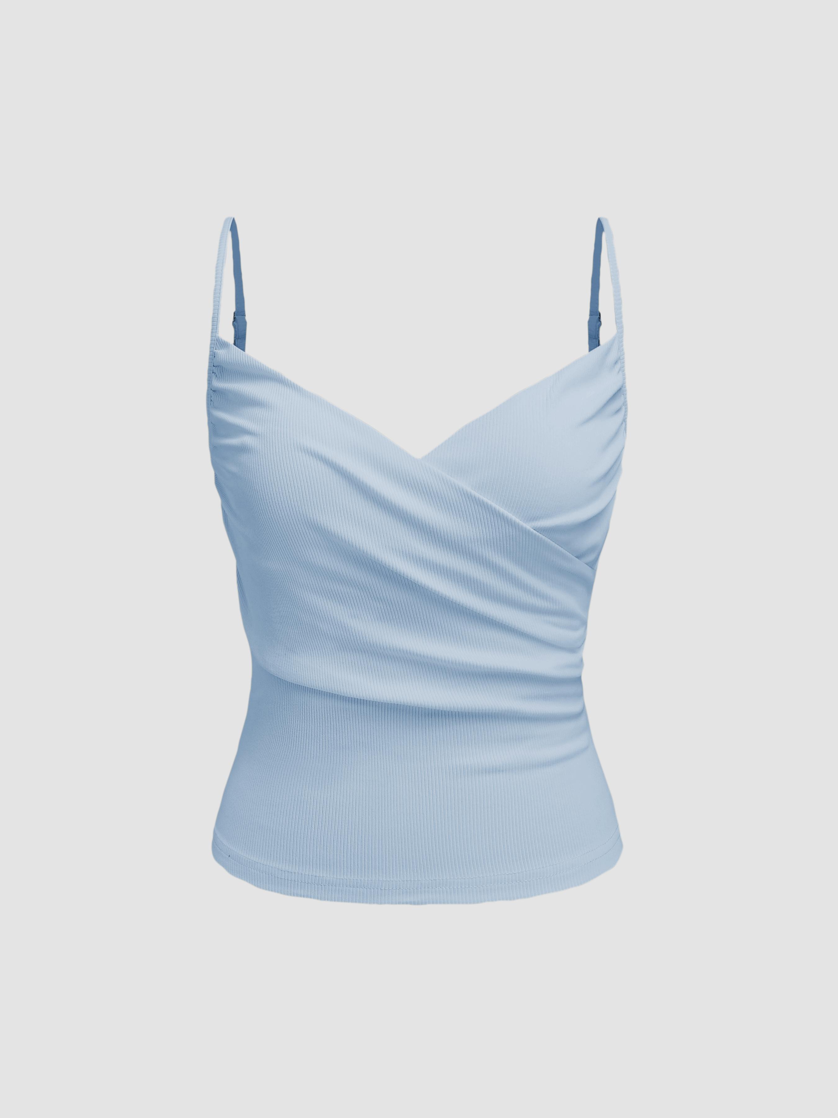 V-neck Solid Ruched Cami Top by CIDER