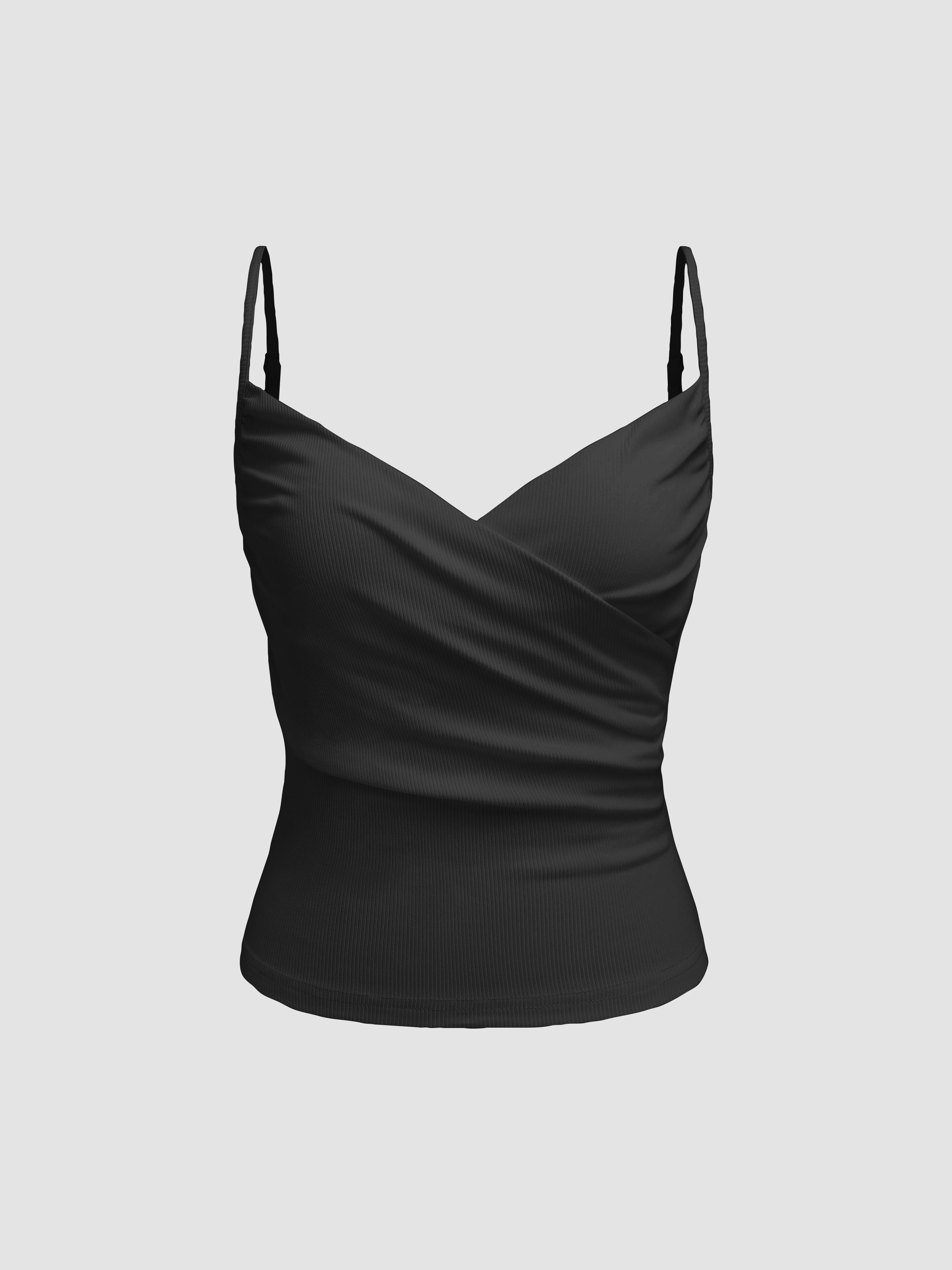 V-neck Solid Ruched Cami Top by CIDER