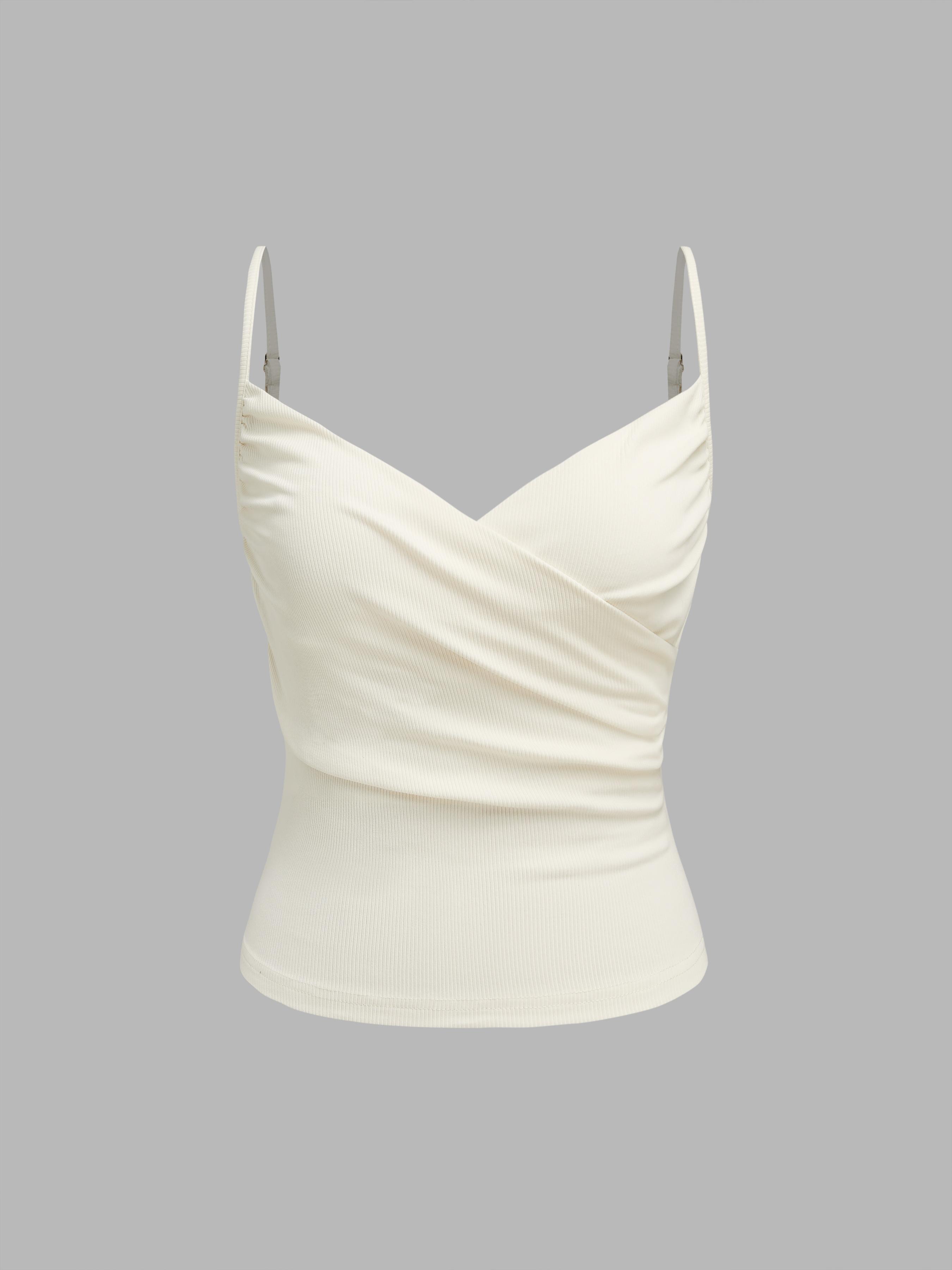 V-neck Solid Ruched Cami Top by CIDER