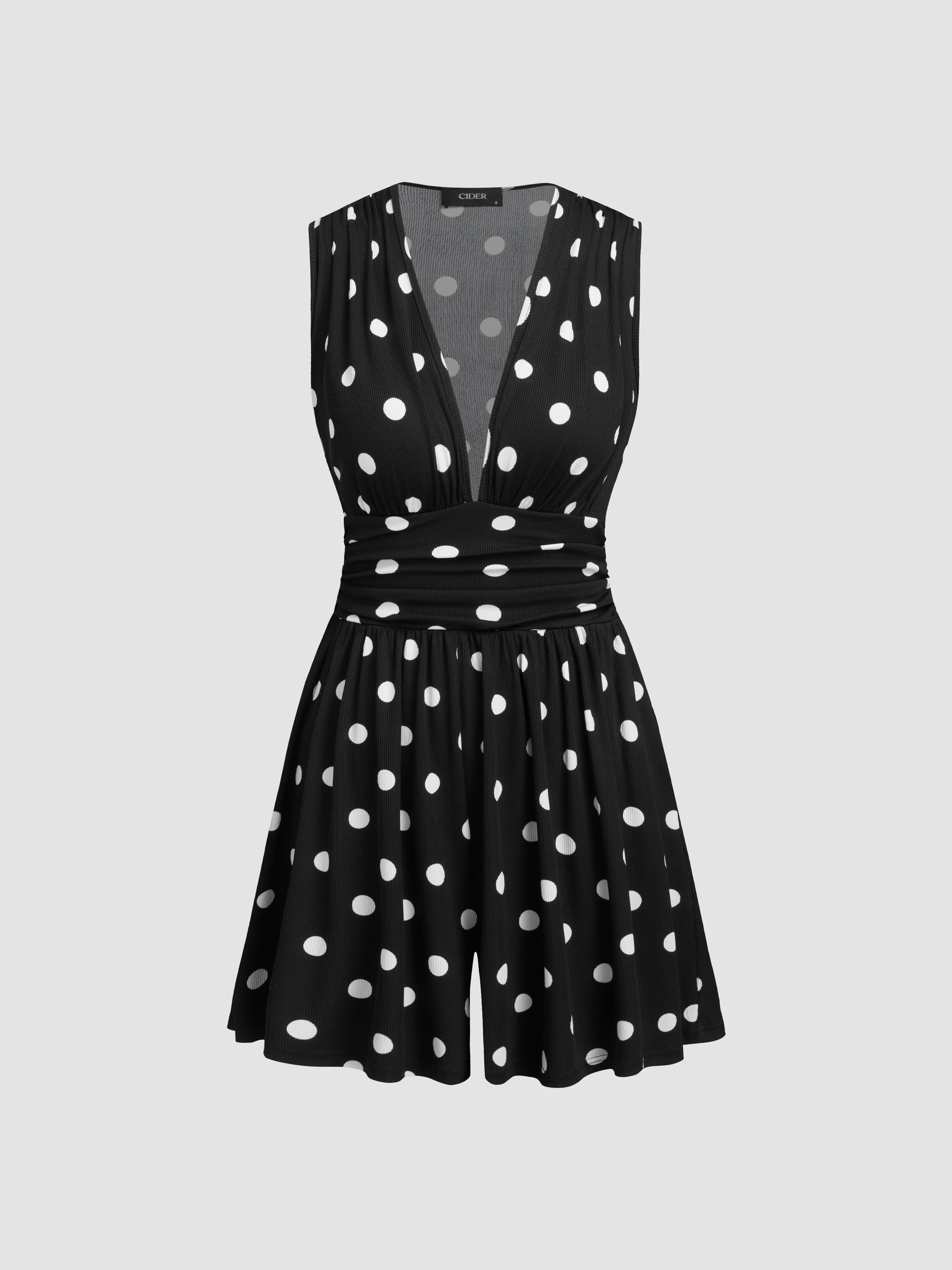 V-neck Solid Ruched Pocket Romper by CIDER