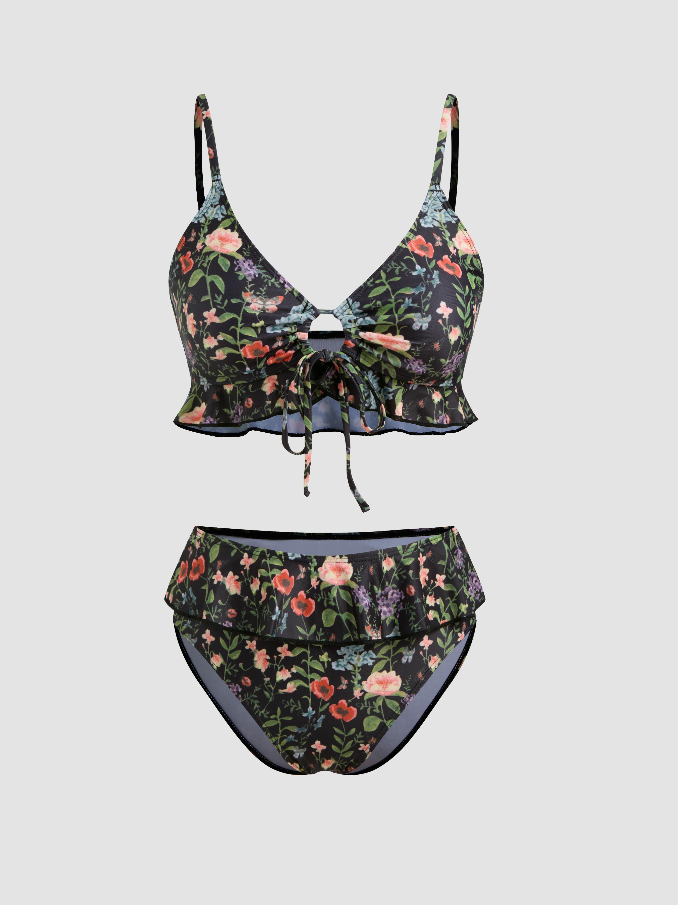 V-neck Strawberry Graphic Bracelet Cheeky Bikini Swimsuit by CIDER