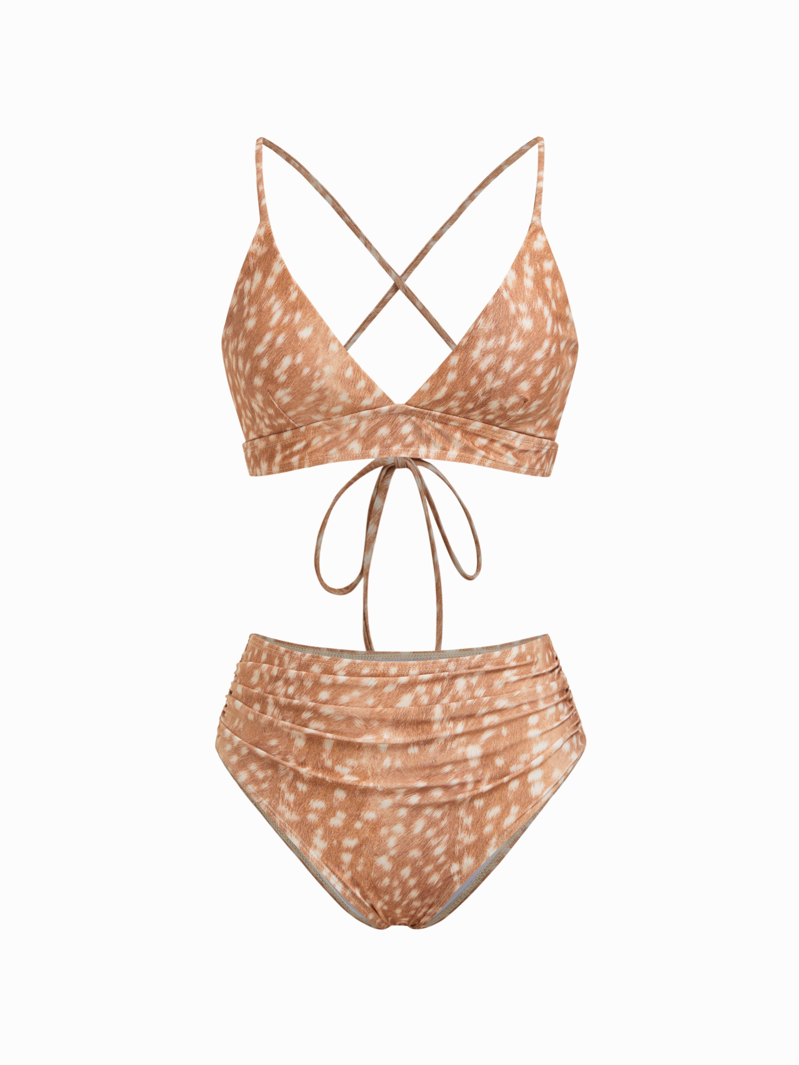 V-neck Tie Back Shaping Bikini Swimsuit by CIDER