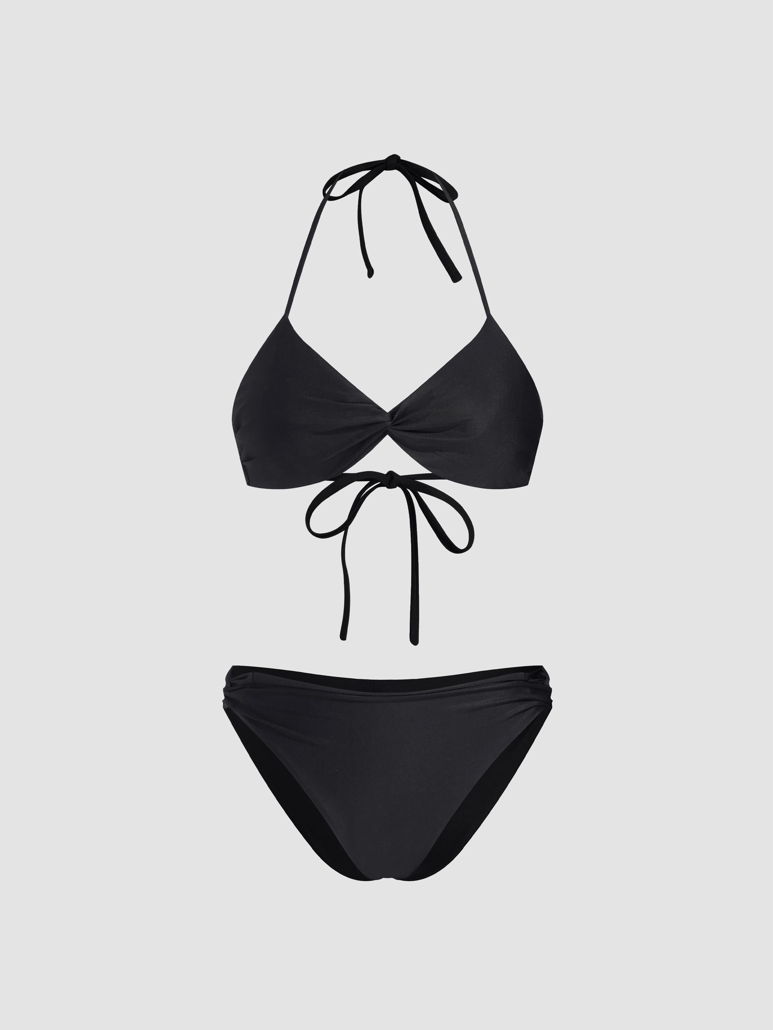 V-neck Twist Halter Cheeky Bikini Set by CIDER